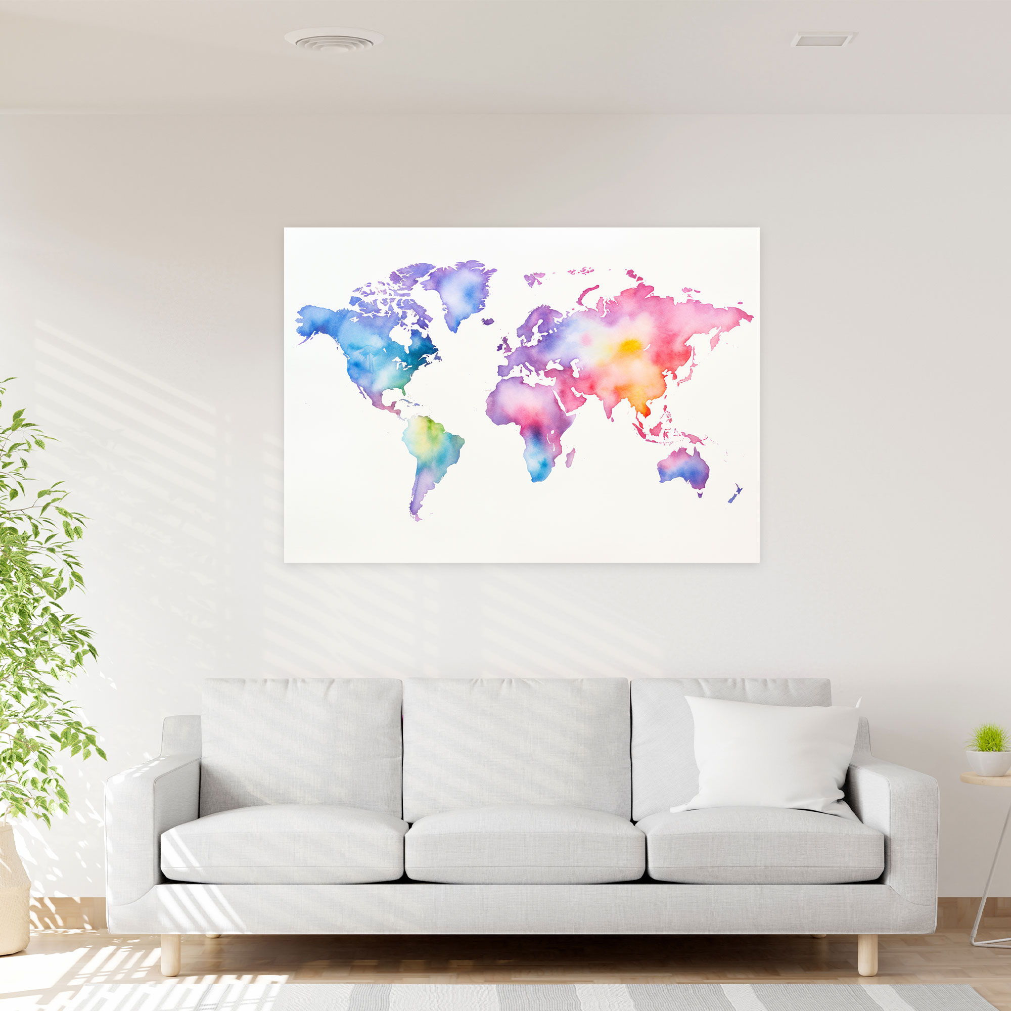 Watercolor World Map Canvas Print - World Map, Canvas Wall Art, Canvas Print, Wall Art