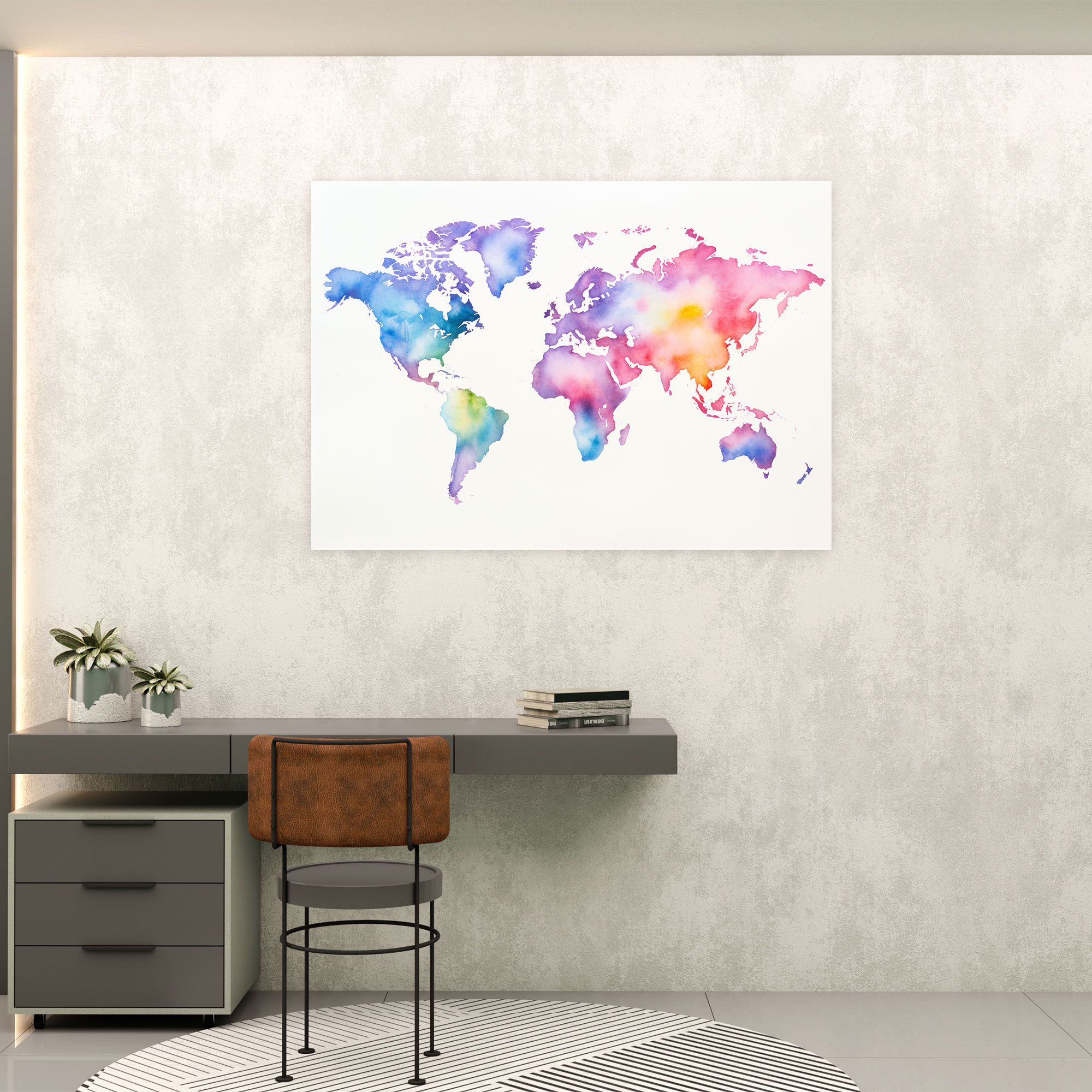 Watercolor World Map Canvas Print - World Map, Canvas Wall Art, Canvas Print, Wall Art