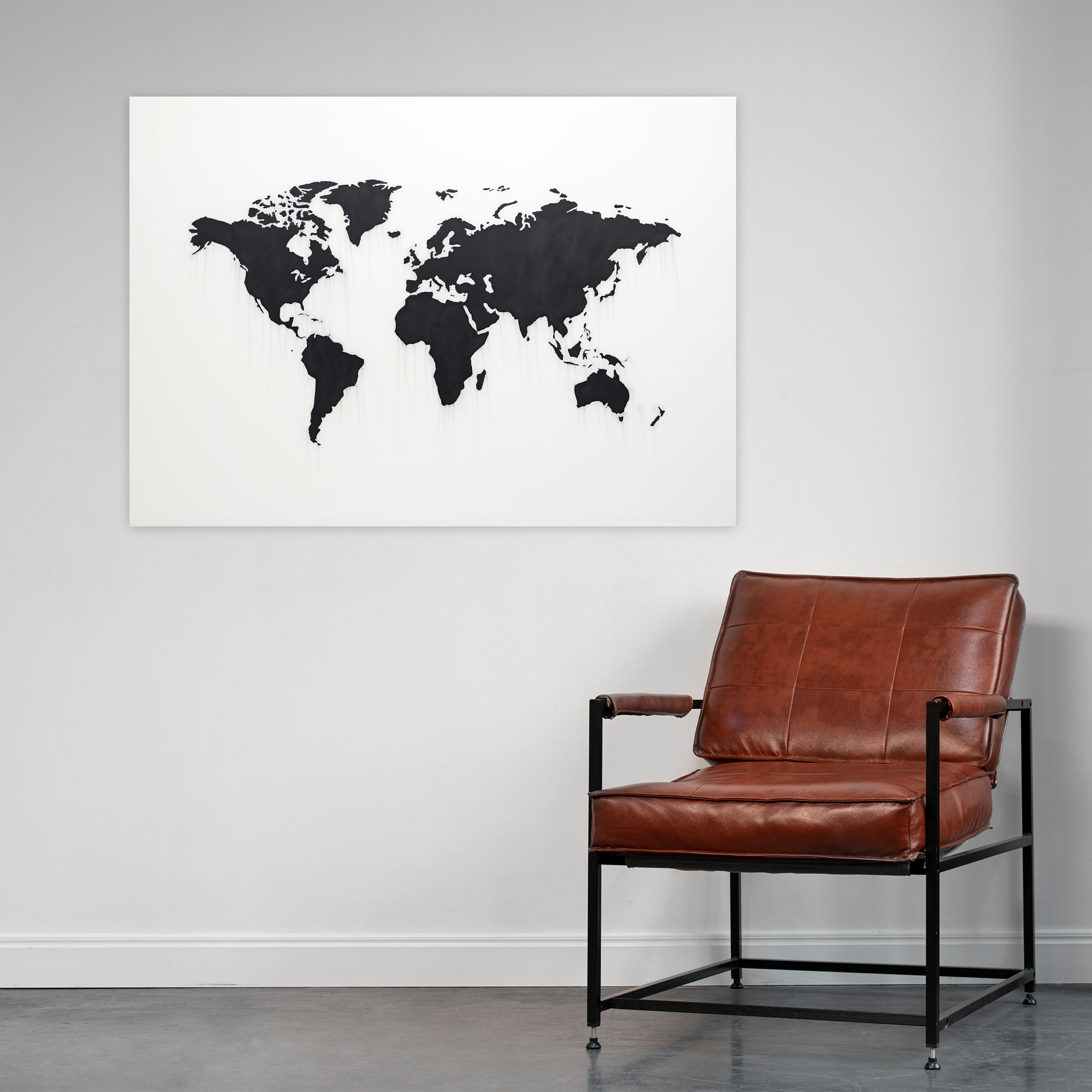 Minimalist World Map Wall Art - World Map, Black And White, Minimalist, Canvas Wall Art