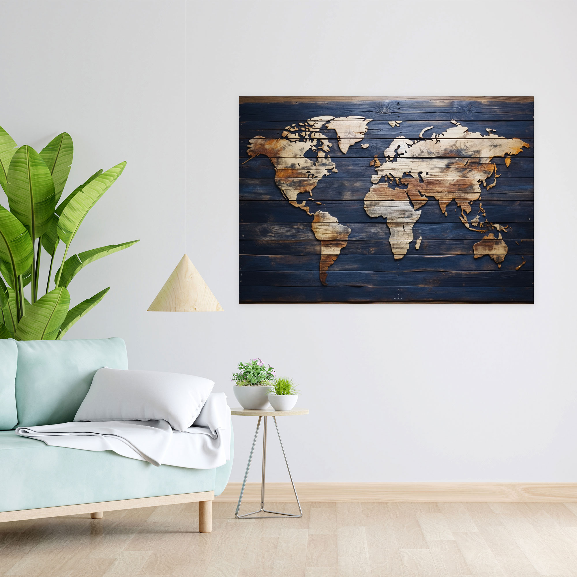 Rustic World Map Wall Decoration - World Map, Canvas Print, Repurposed Wood, Canvas Wall Art