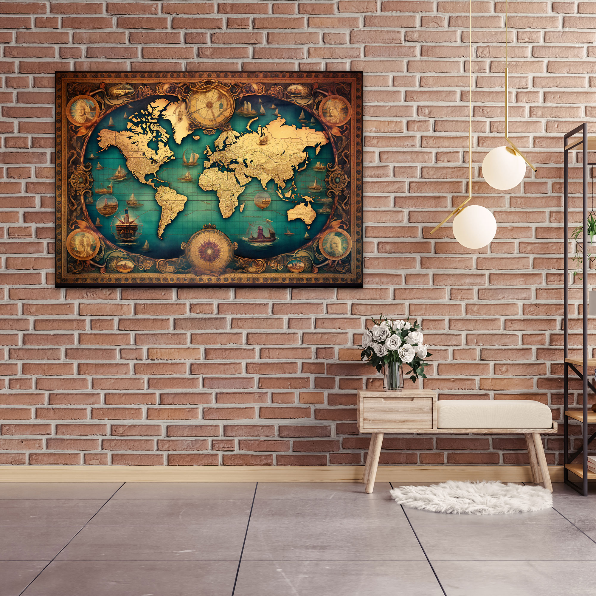 World Map Canvas Print - World Map, Canvas, Wall Art, History