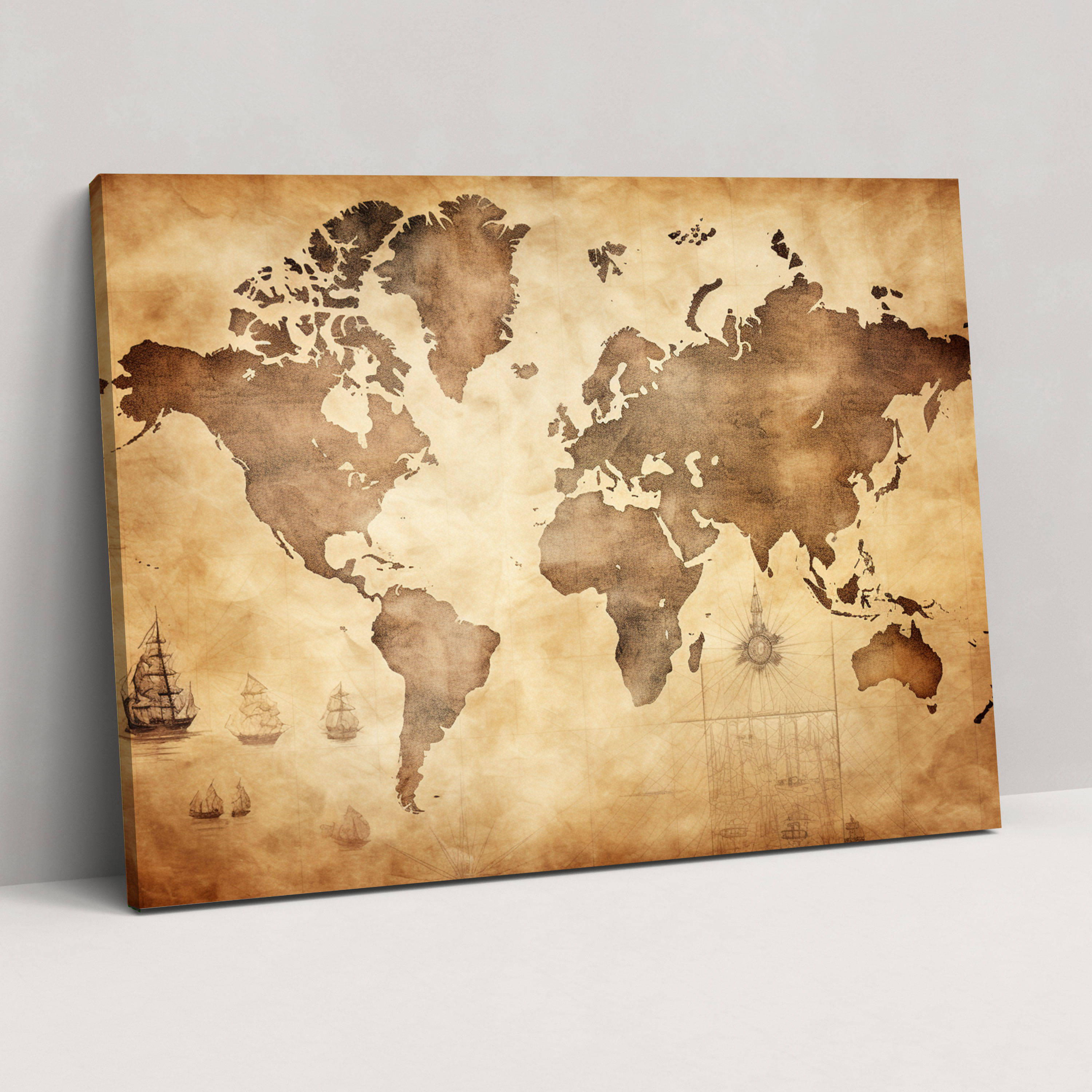 Vintage World Map Canvas Print - World Map, Exploration, Vintage, History