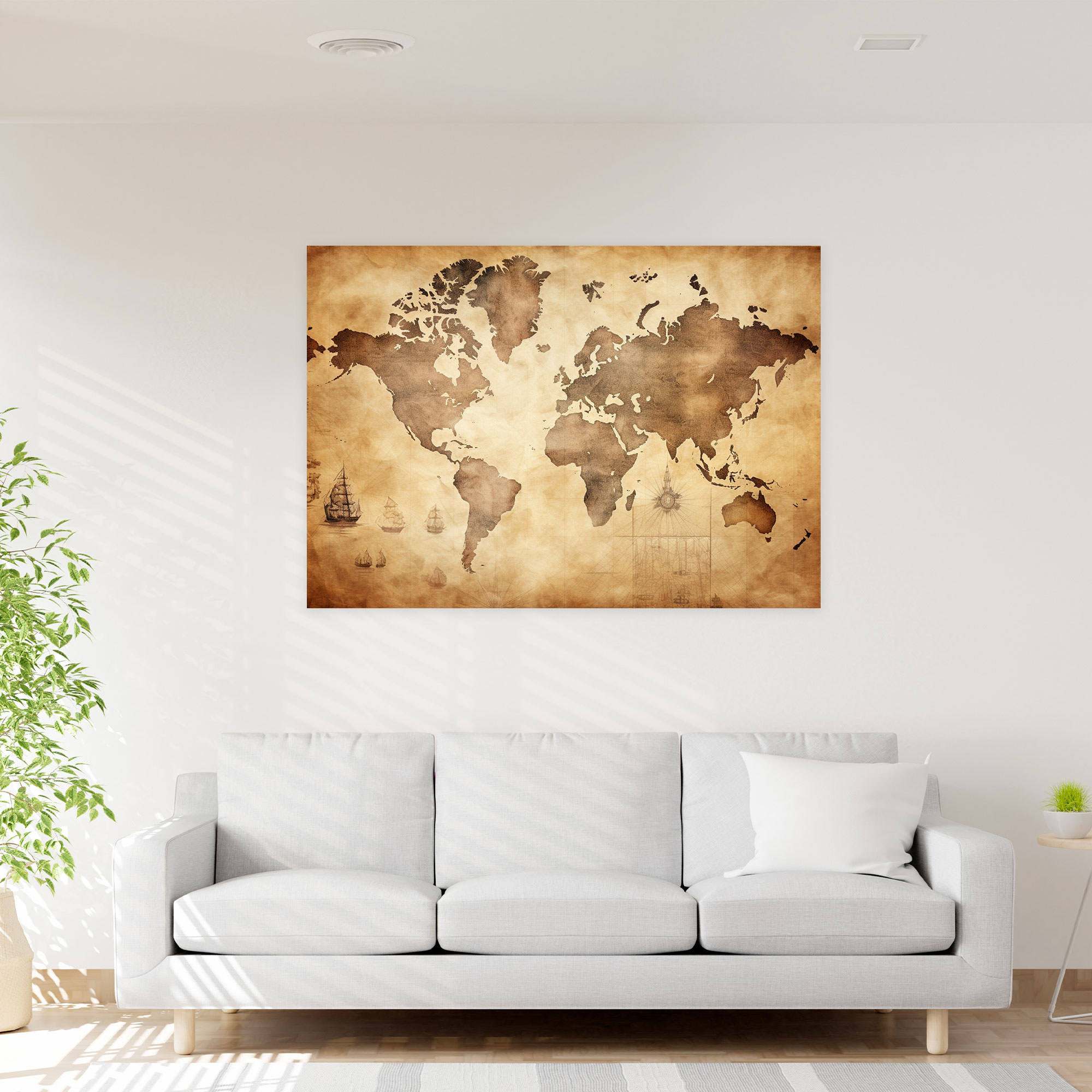 Vintage World Map Canvas Print - World Map, Exploration, Vintage, History