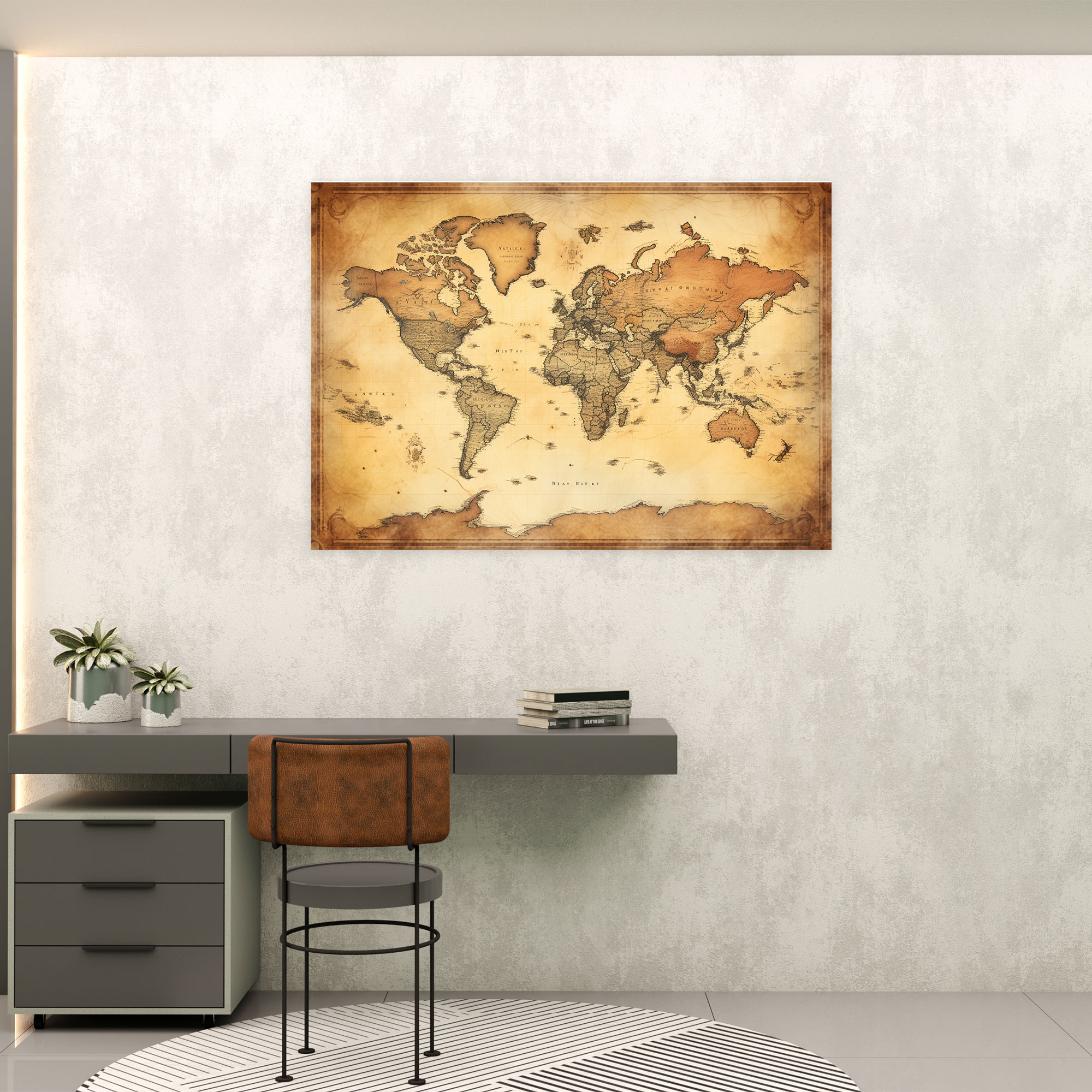 Detailed World Map Wall Art - World Map, Vintage, Canvas Wall Art, Wall Art
