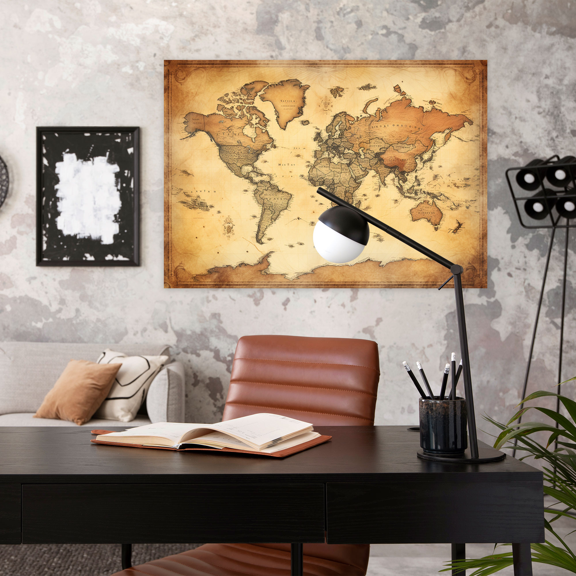 Detailed World Map Wall Art - World Map, Vintage, Canvas Wall Art, Wall Art