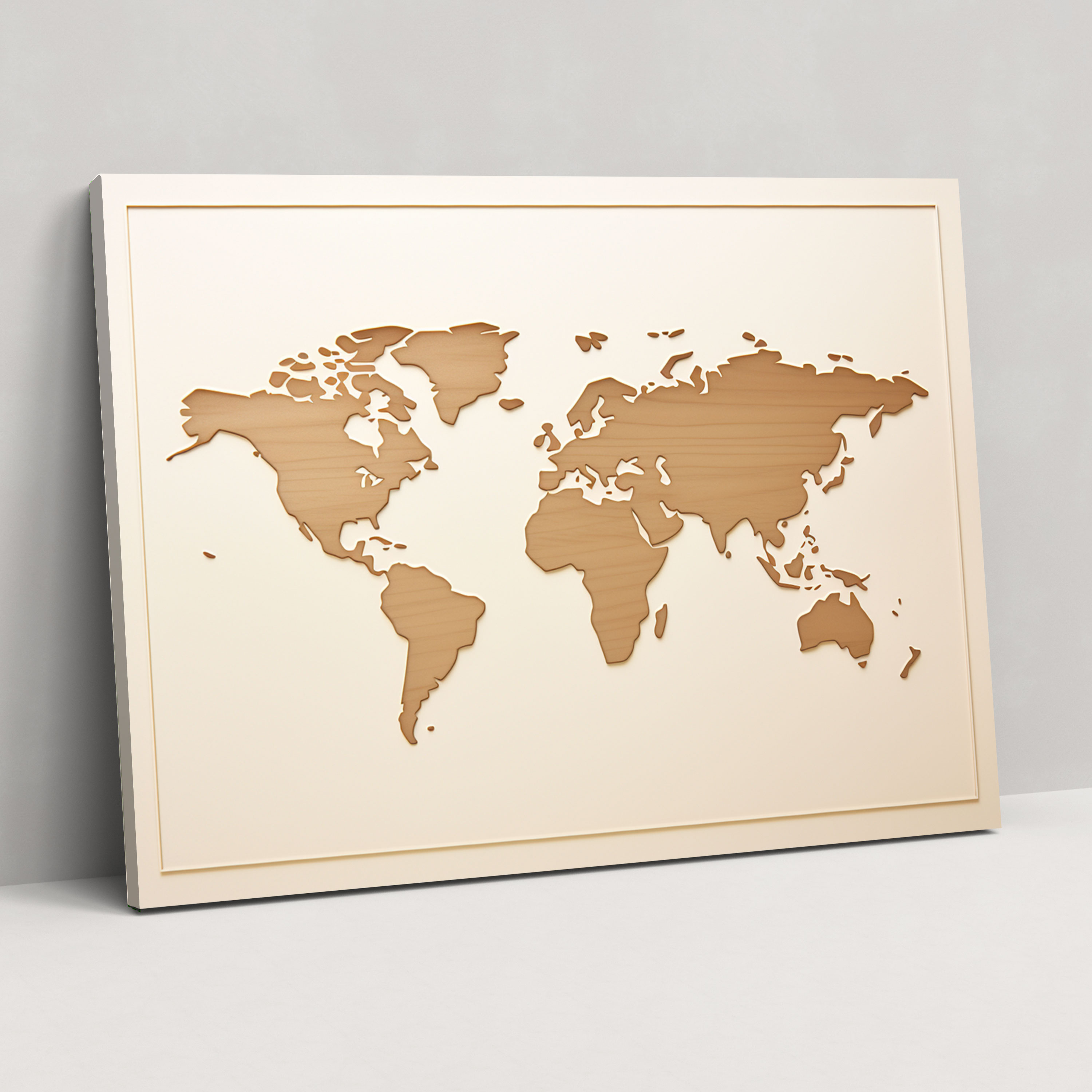 Minimalist World Map Canvas Print - World Map, World Map, Neutral Tones, Wall Art