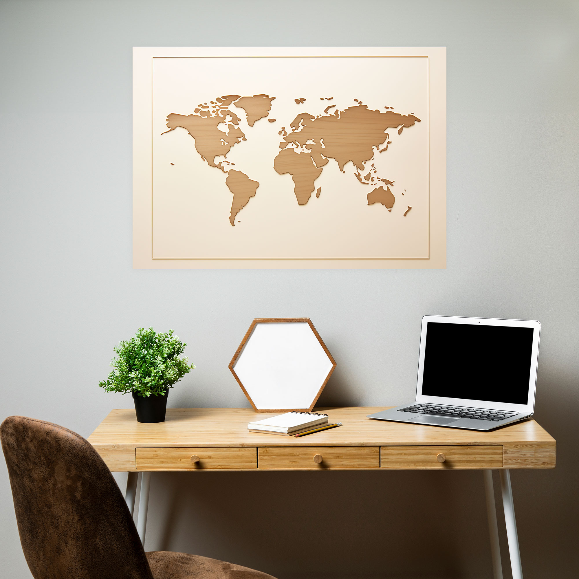 Minimalist World Map Canvas Print - World Map, World Map, Neutral Tones, Wall Art
