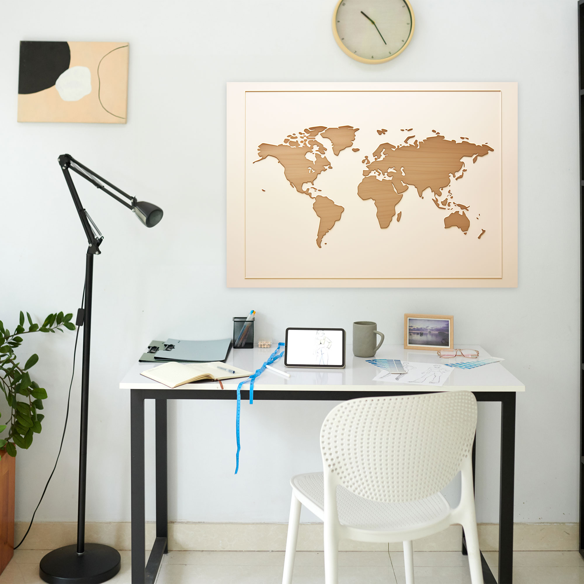 Minimalist World Map Canvas Print - World Map, World Map, Neutral Tones, Wall Art