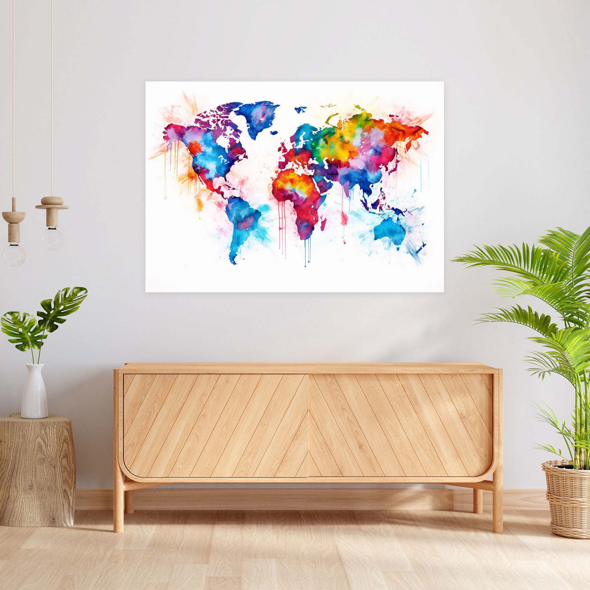 Artistic World Map Wall Decoration - World Map, Wall Decoration, Canvas Wall Art, Captivating