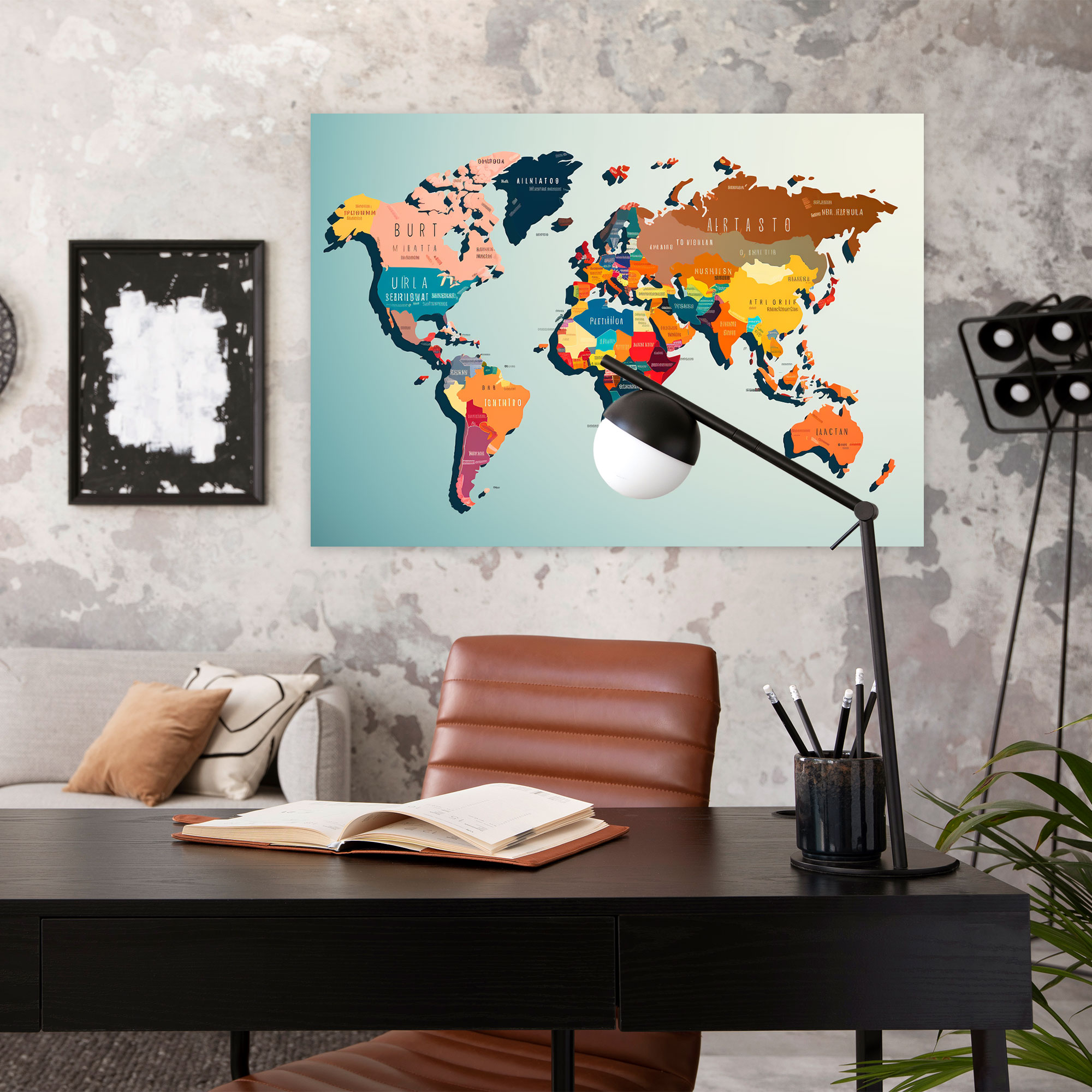 Contemporary World Map Wall Art - World Map, Vibrant Colors, World Map, Canvas Print