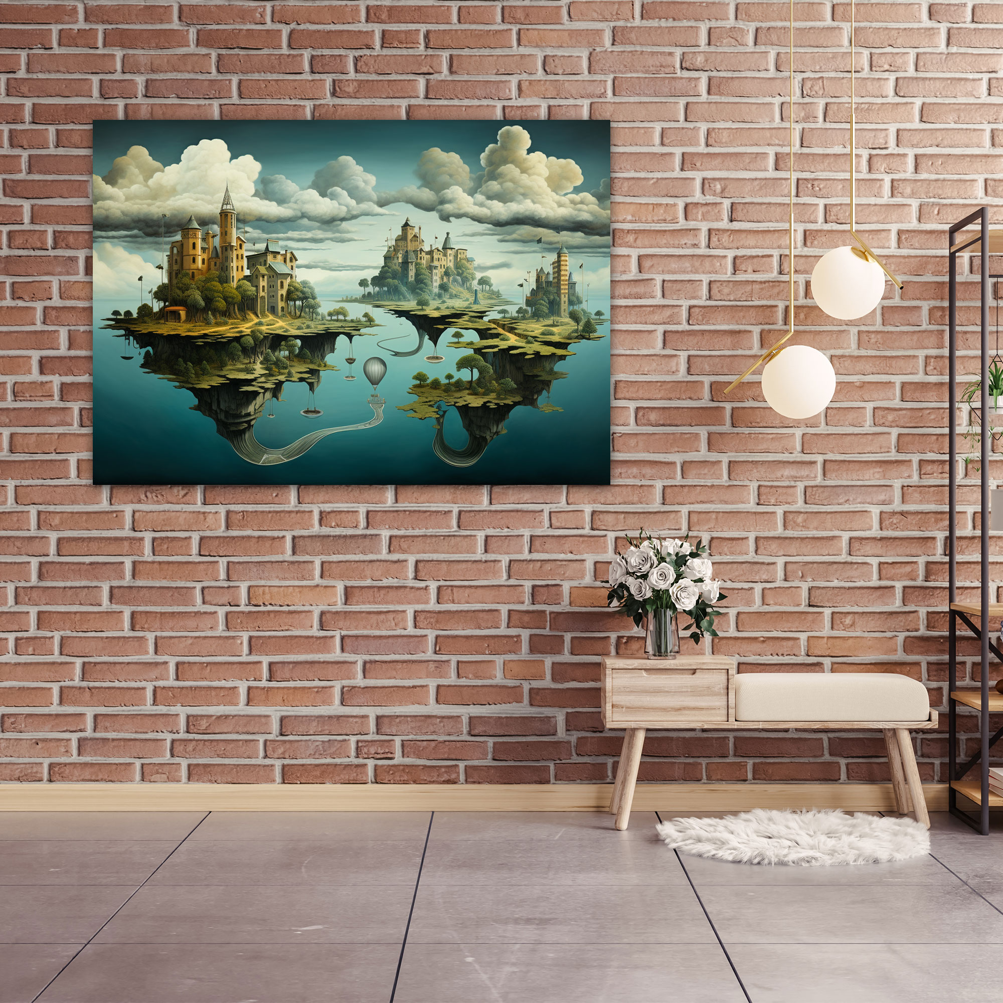 World Map Wall Decoration - World Map, Surreal Dreamscape, Canvas Wall Art, Landscapes