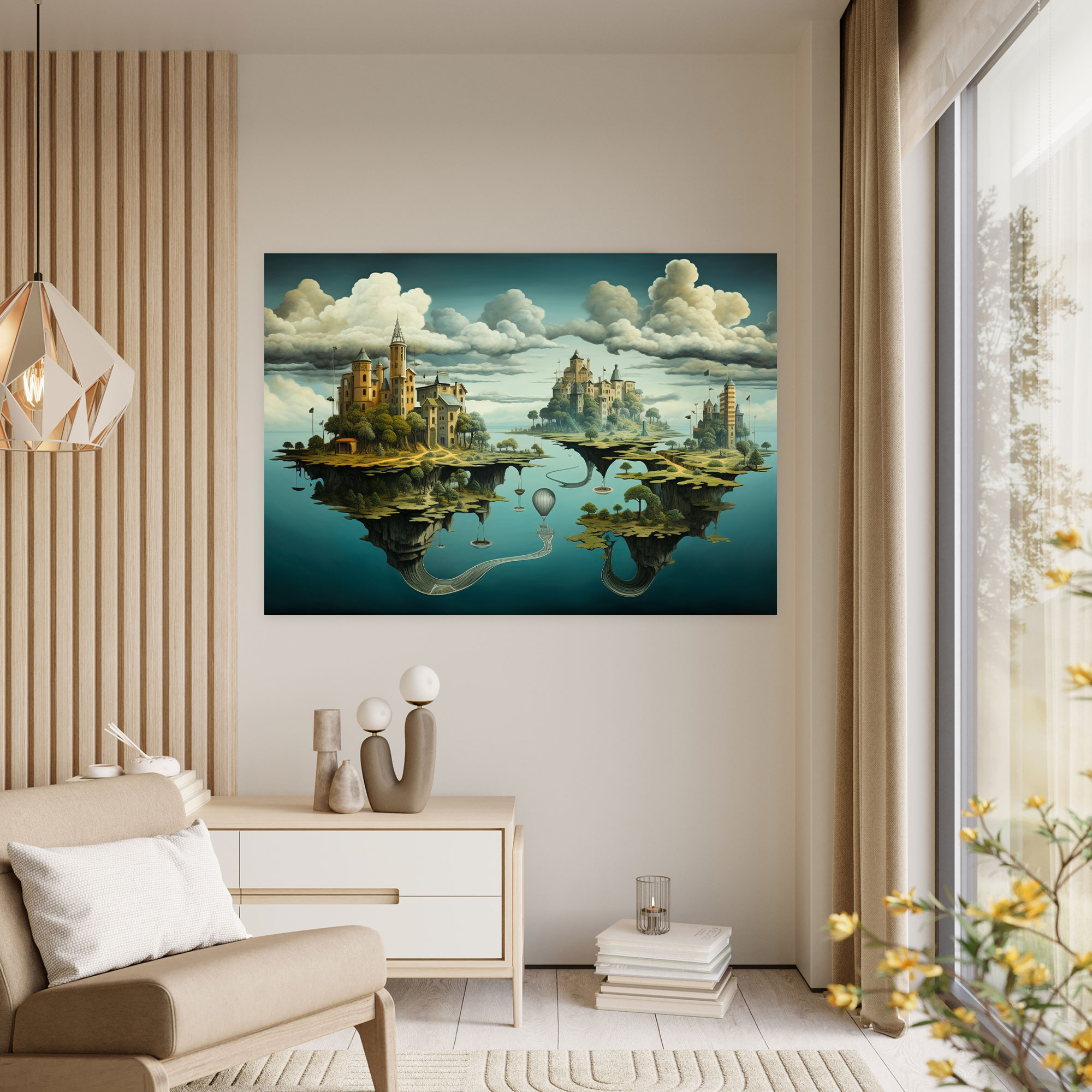 World Map Wall Decoration - World Map, Surreal Dreamscape, Canvas Wall Art, Landscapes