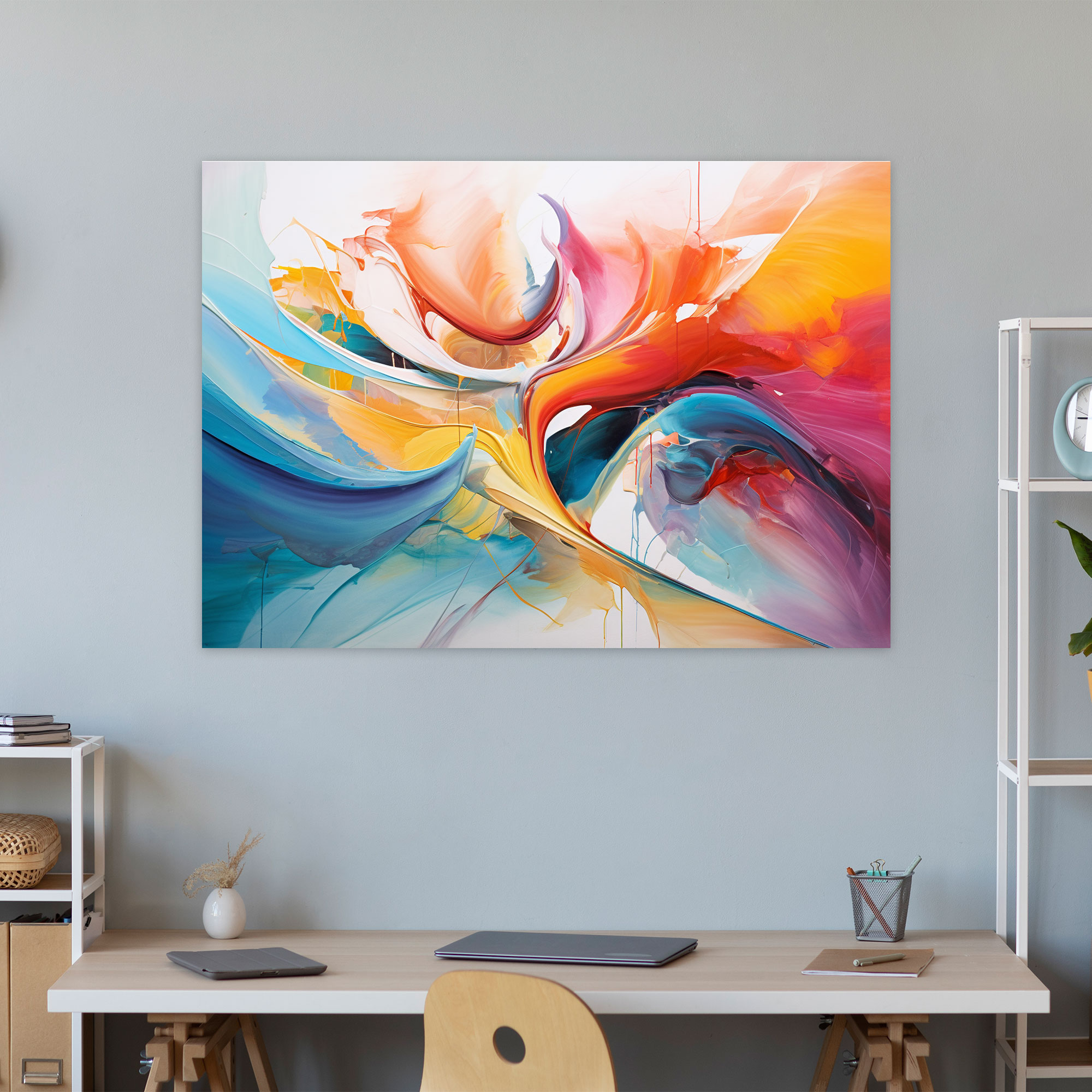 World Map Canvas Print - World Map, Abstract Painting, Wall Art, Bold Colors