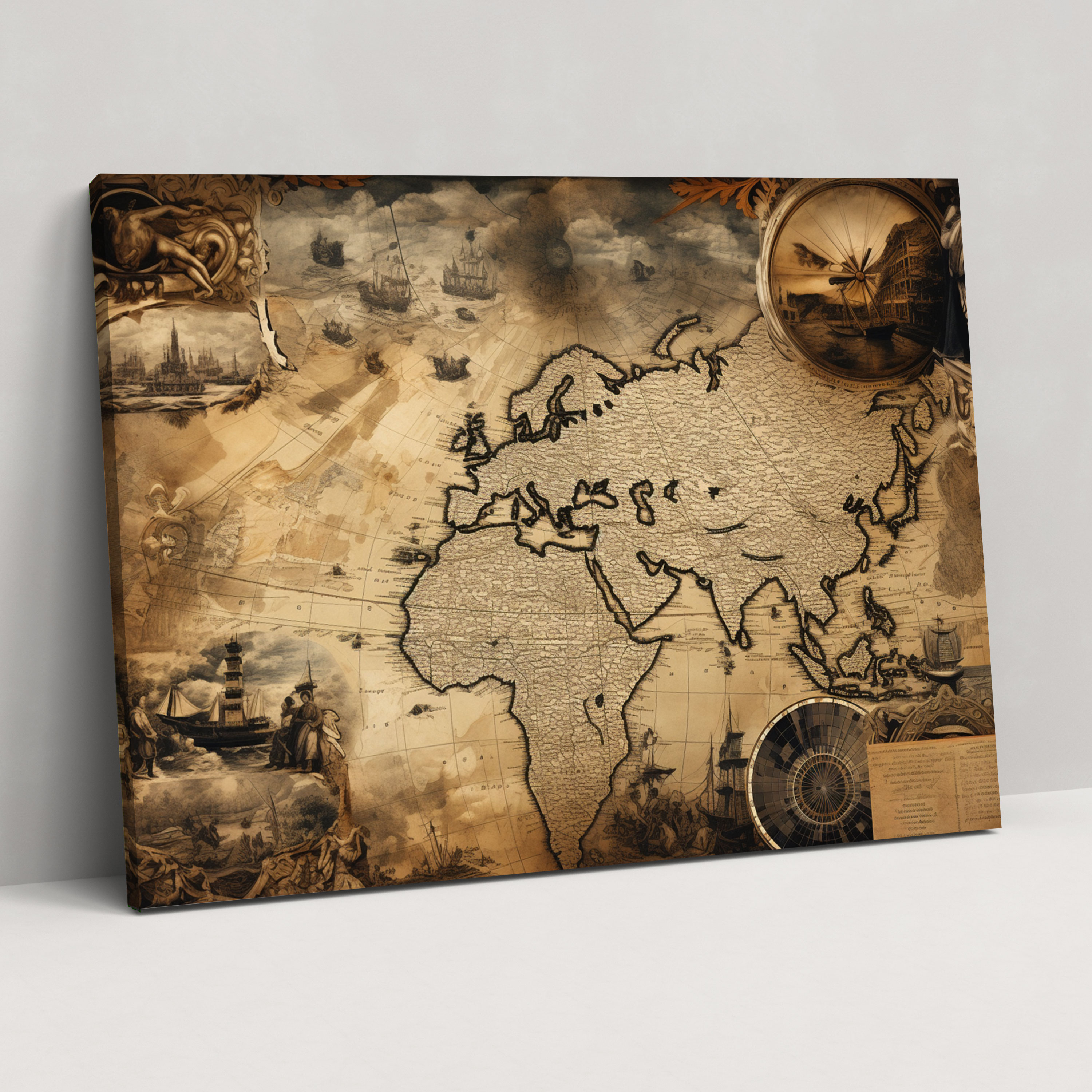 Vintage World Map Wall Art - World Map, Wall Decoration, Vintage Maps, Canvas Wall Art