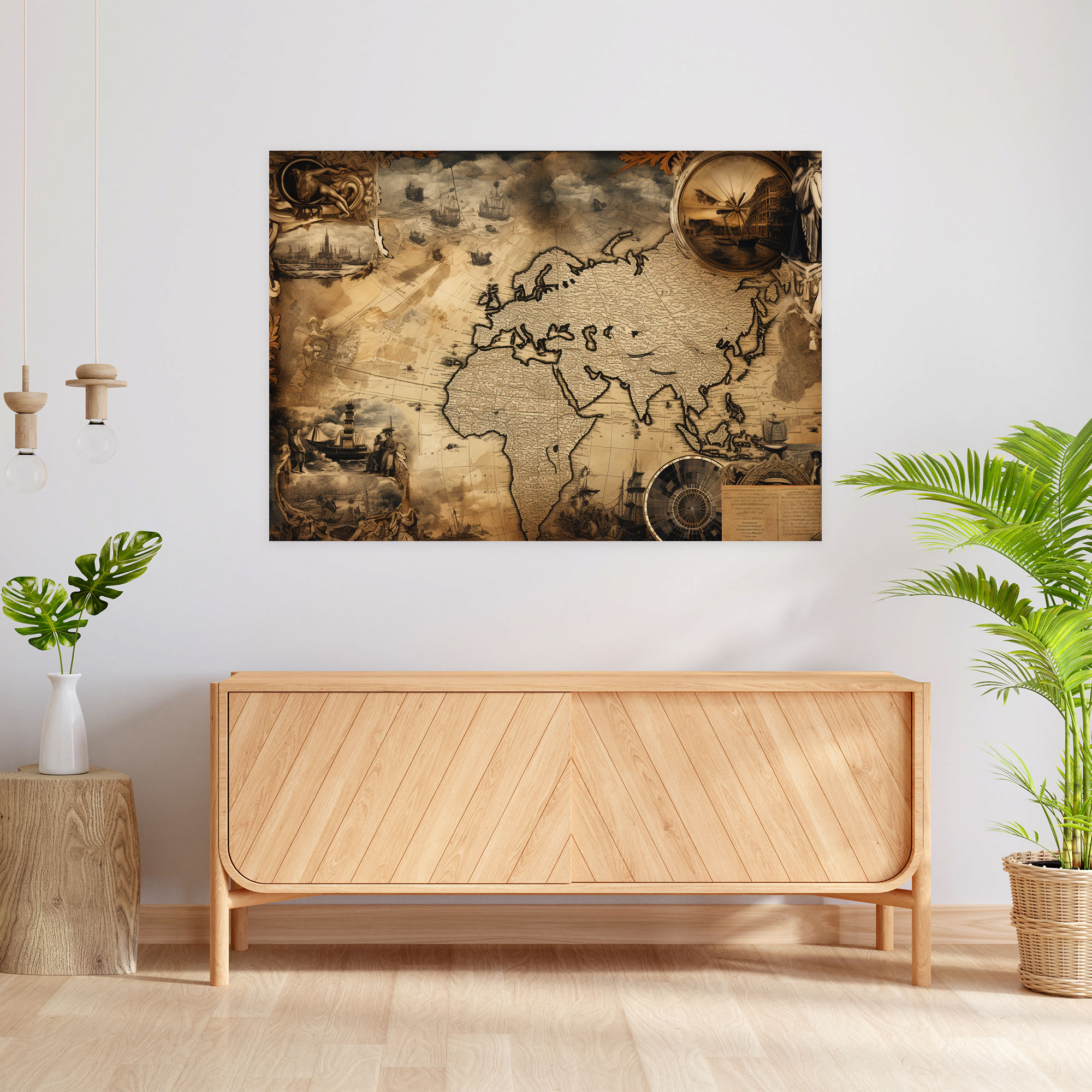 Vintage World Map Wall Art - World Map, Wall Decoration, Vintage Maps, Canvas Wall Art