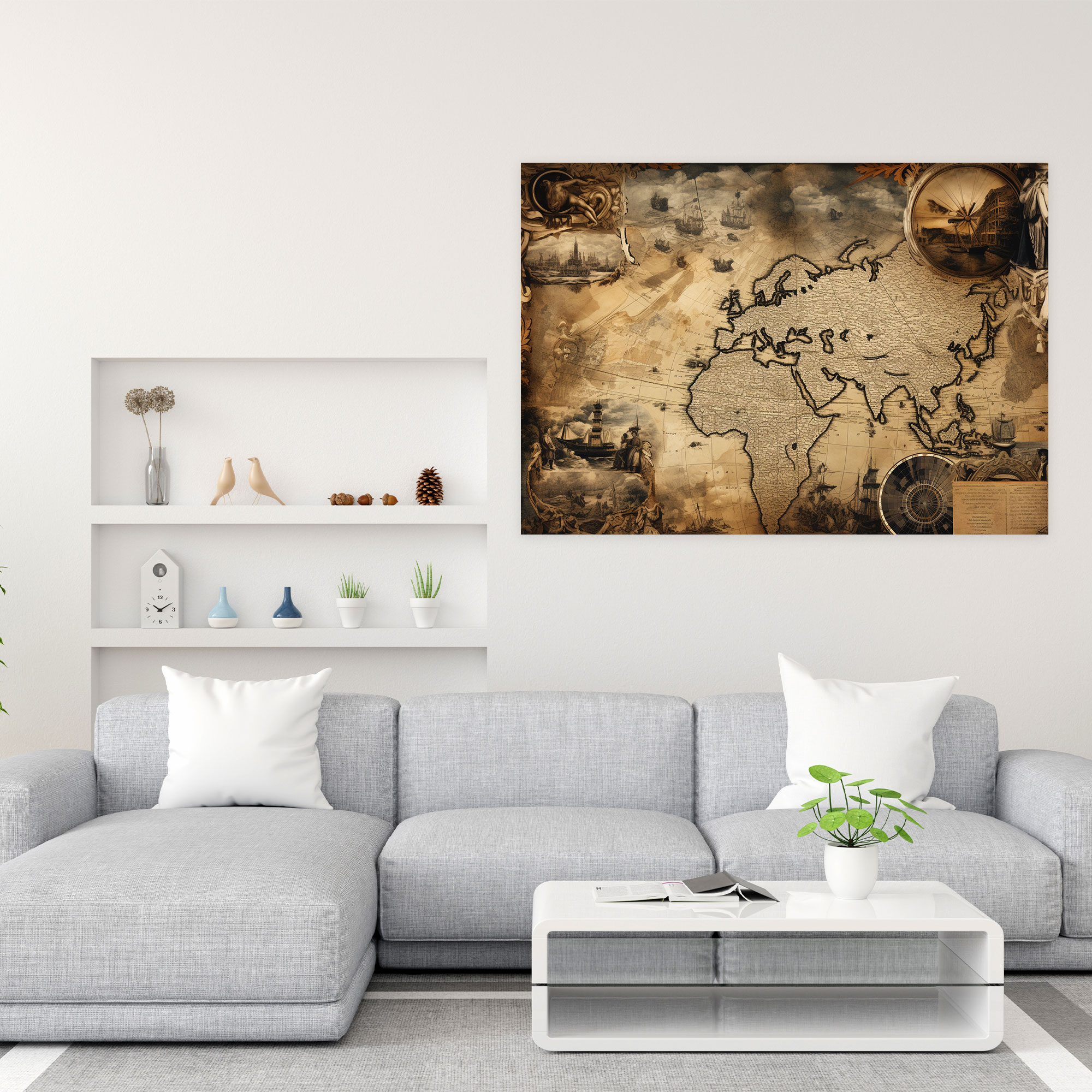 Vintage World Map Wall Art - World Map, Wall Decoration, Vintage Maps, Canvas Wall Art