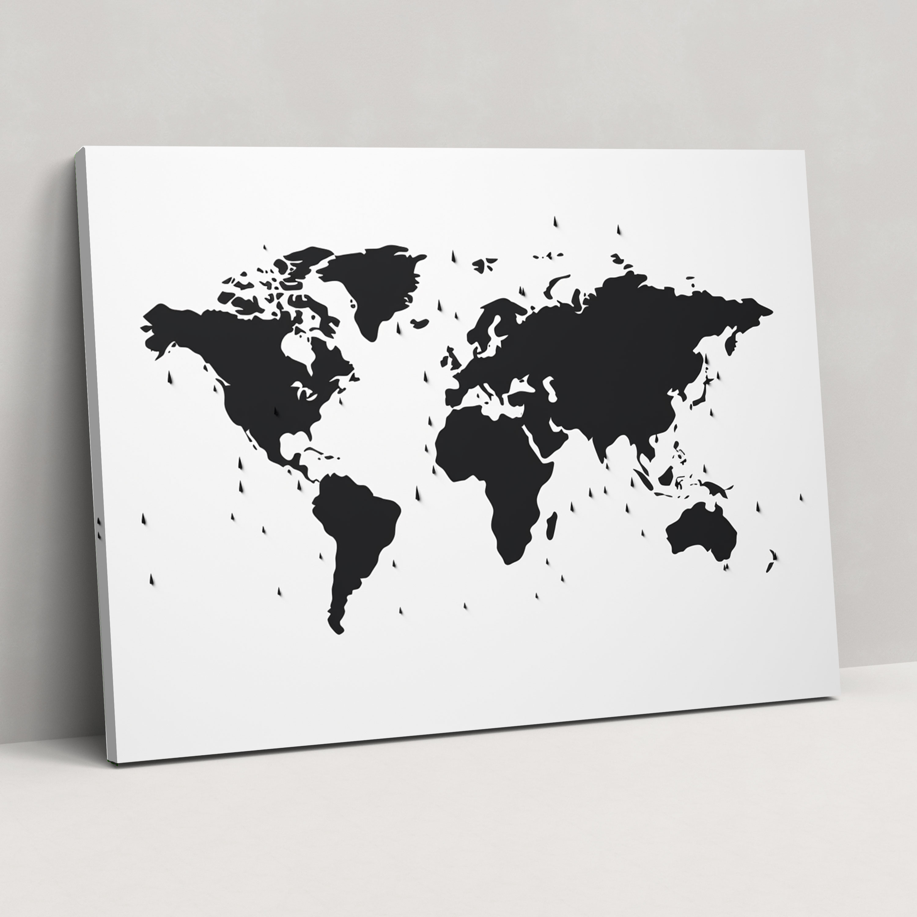 World Map Wall Decoration - World Map, World Map, Wall Decoration, Black And White