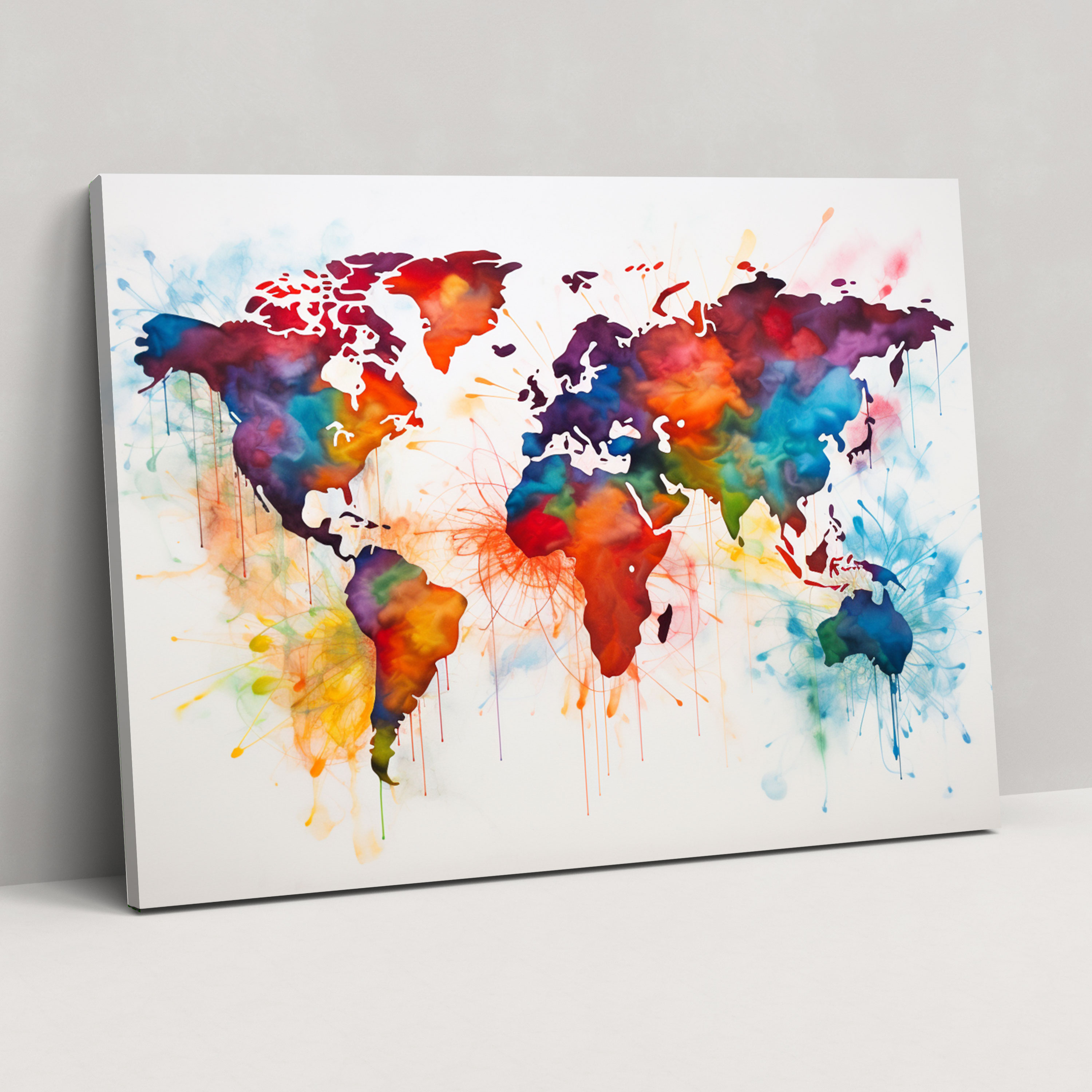 World Map Canvas Art - World Map, Canvas, Vibrant Hues, World Map