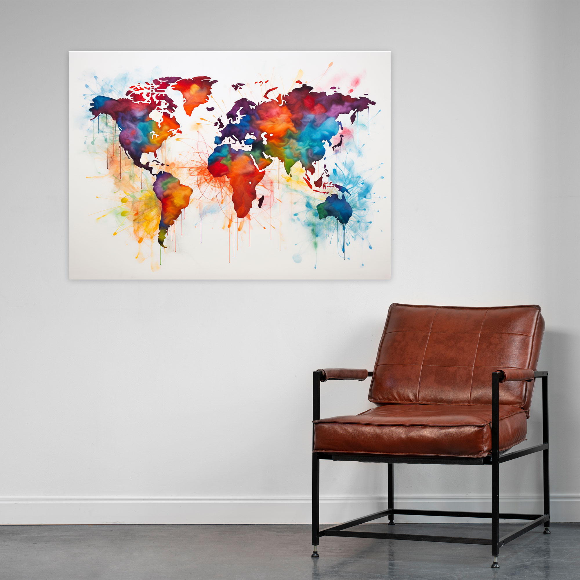 World Map Canvas Art - World Map, Canvas, Vibrant Hues, World Map