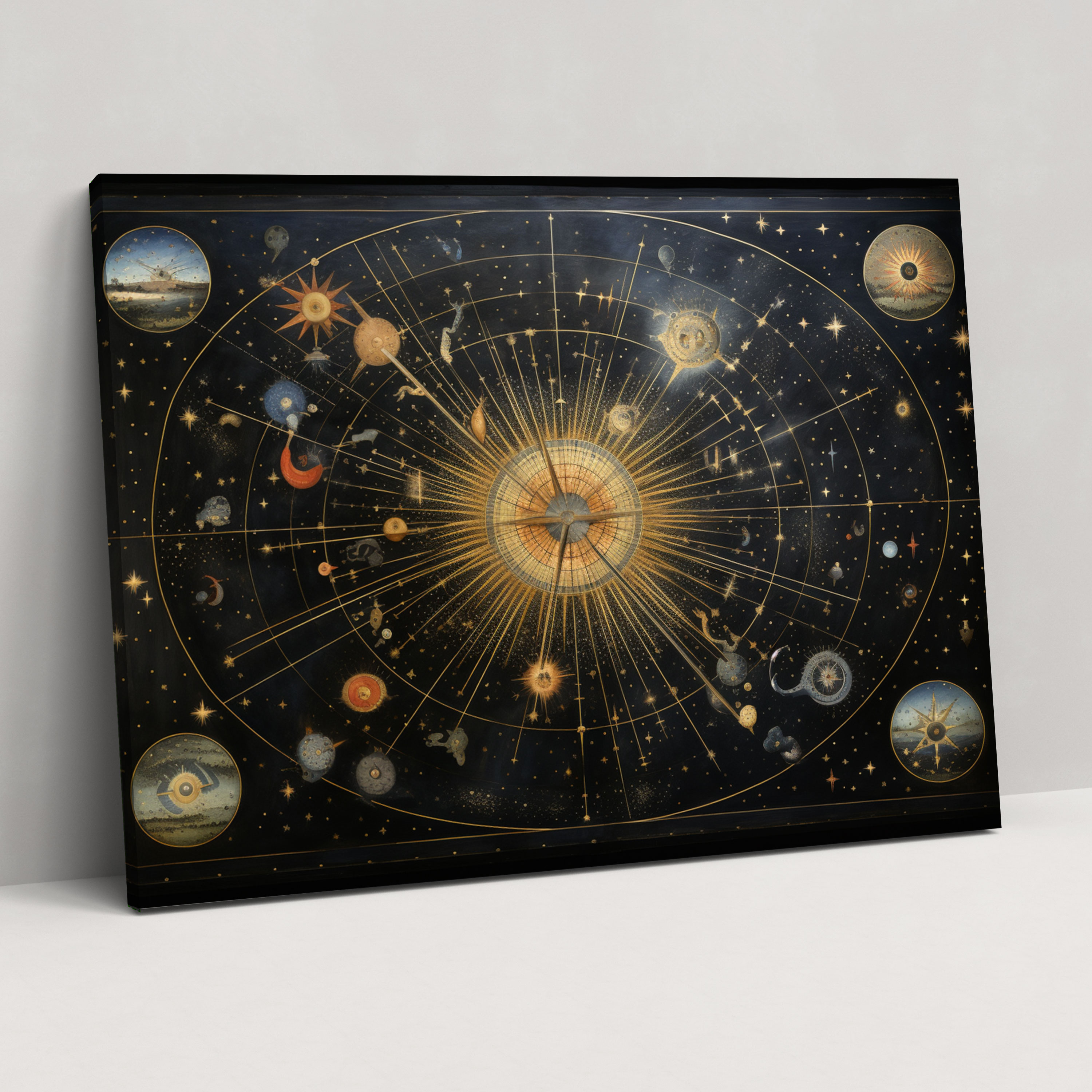 Celestial World Map Canvas Decoration - World Map, Constellations, Canvas Wall Art, Wall Art