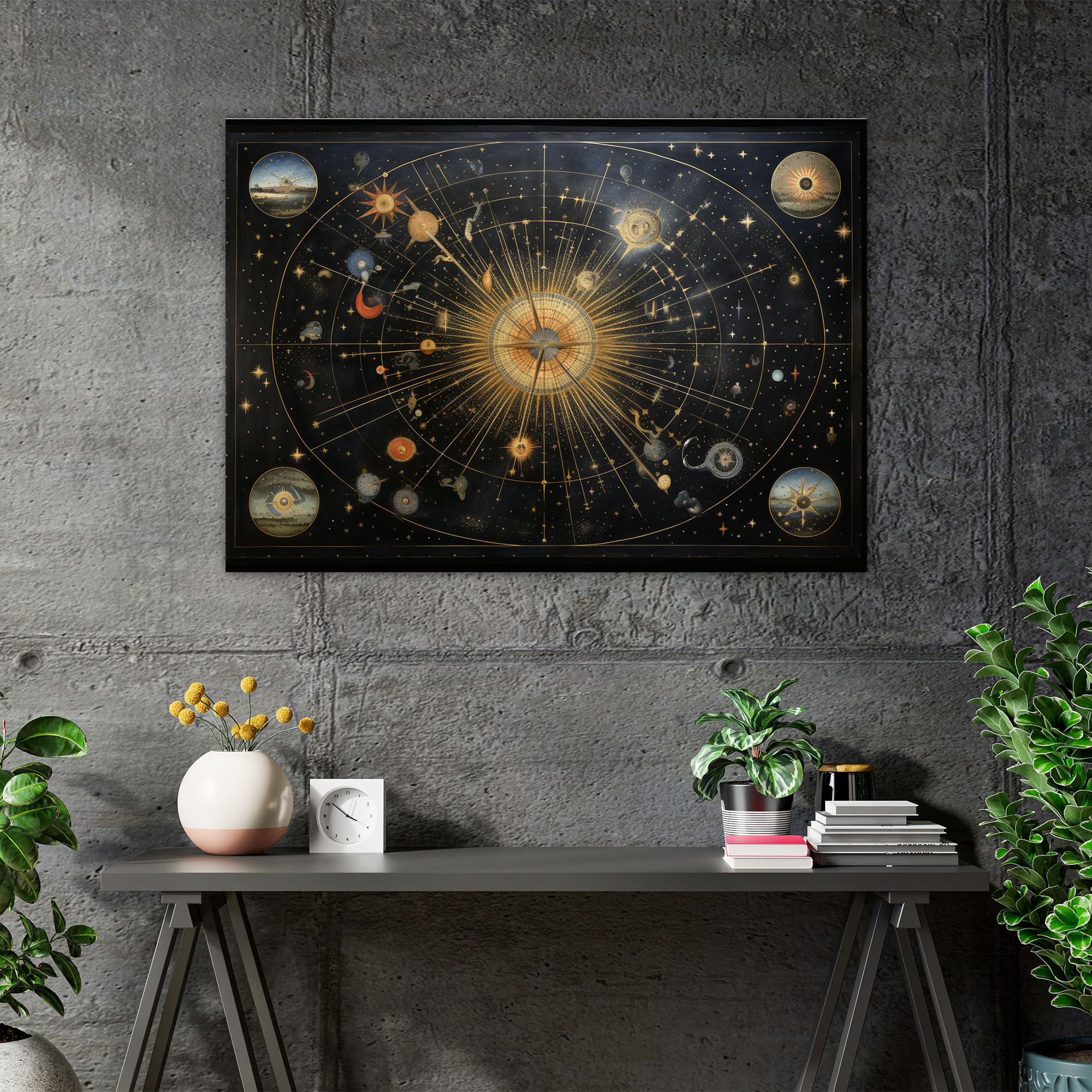 Celestial World Map Canvas Decoration - World Map, Constellations, Canvas Wall Art, Wall Art