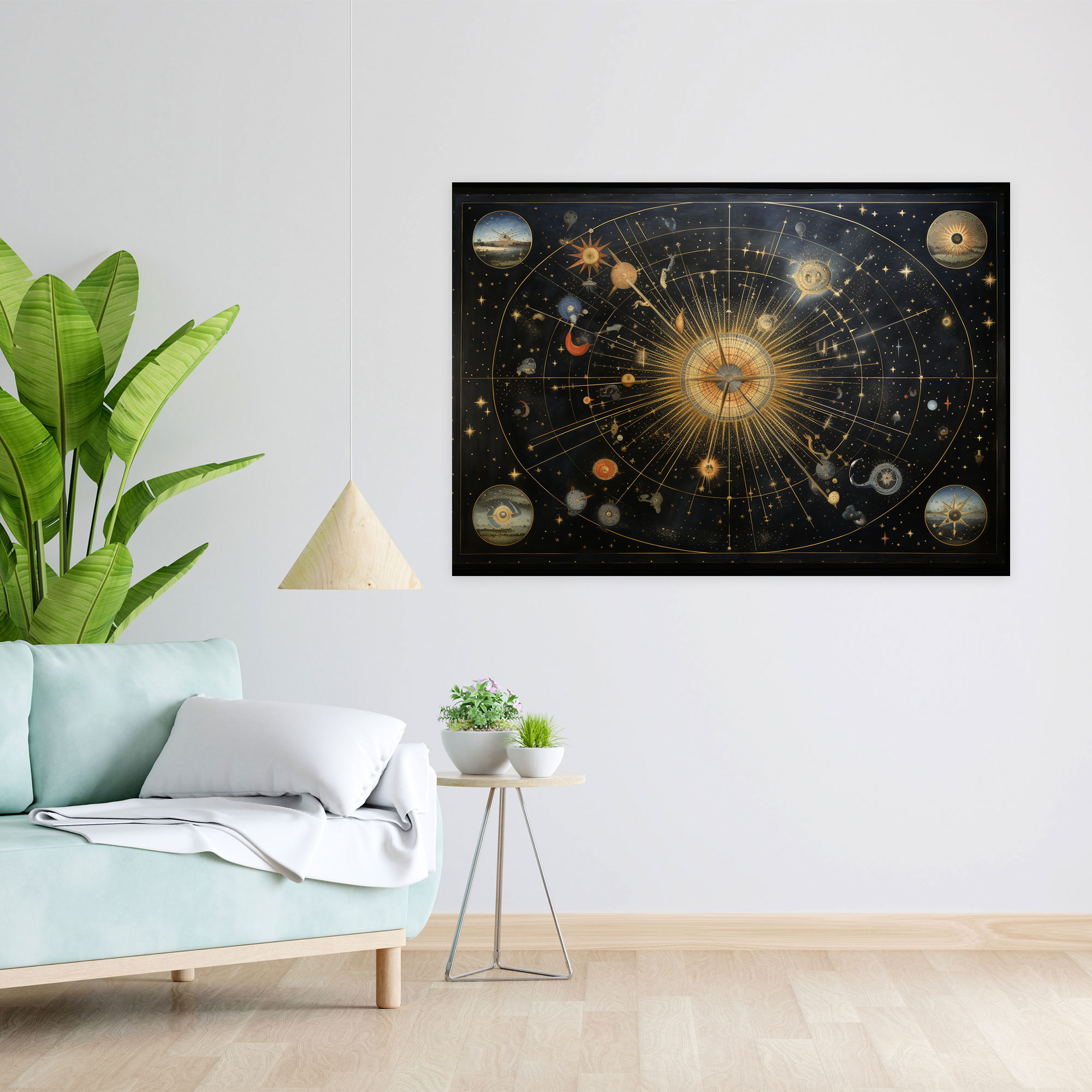 Celestial World Map Canvas Decoration - World Map, Constellations, Canvas Wall Art, Wall Art