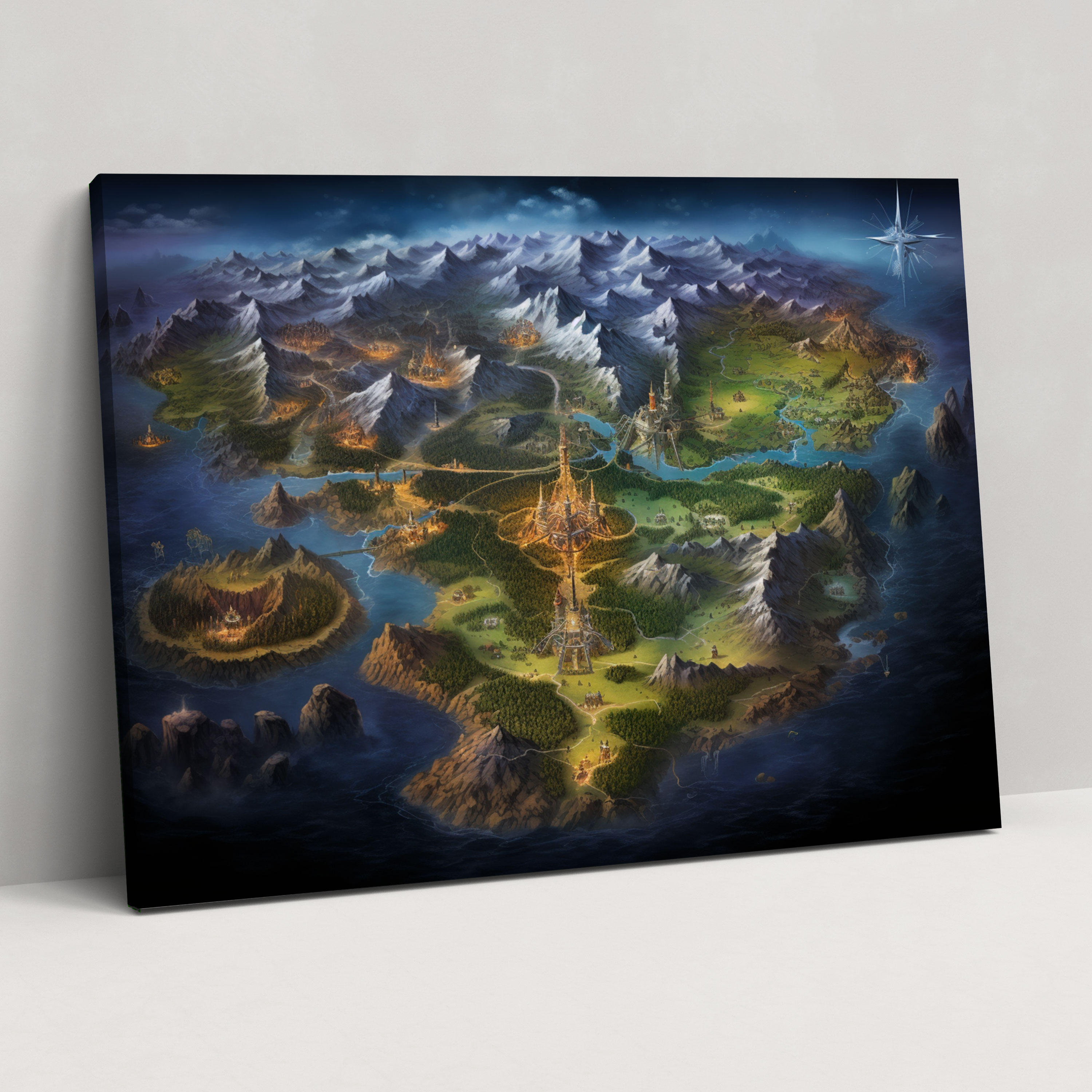 Fantasy World Map Canvas Print - World Map, Canvas Wall Art, Fantastical Landscapes, Fantasy