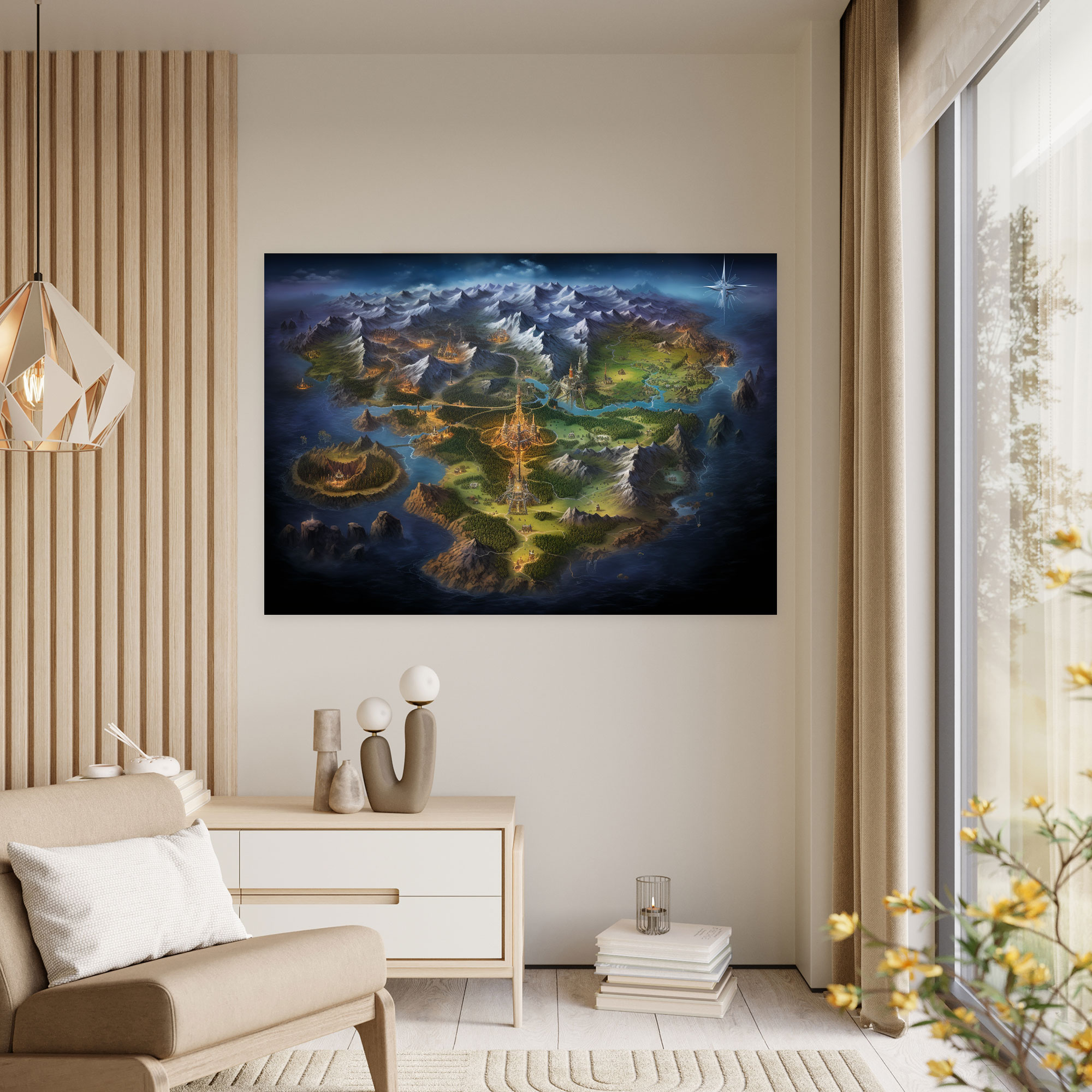Fantasy World Map Canvas Print - World Map, Canvas Wall Art, Fantastical Landscapes, Fantasy