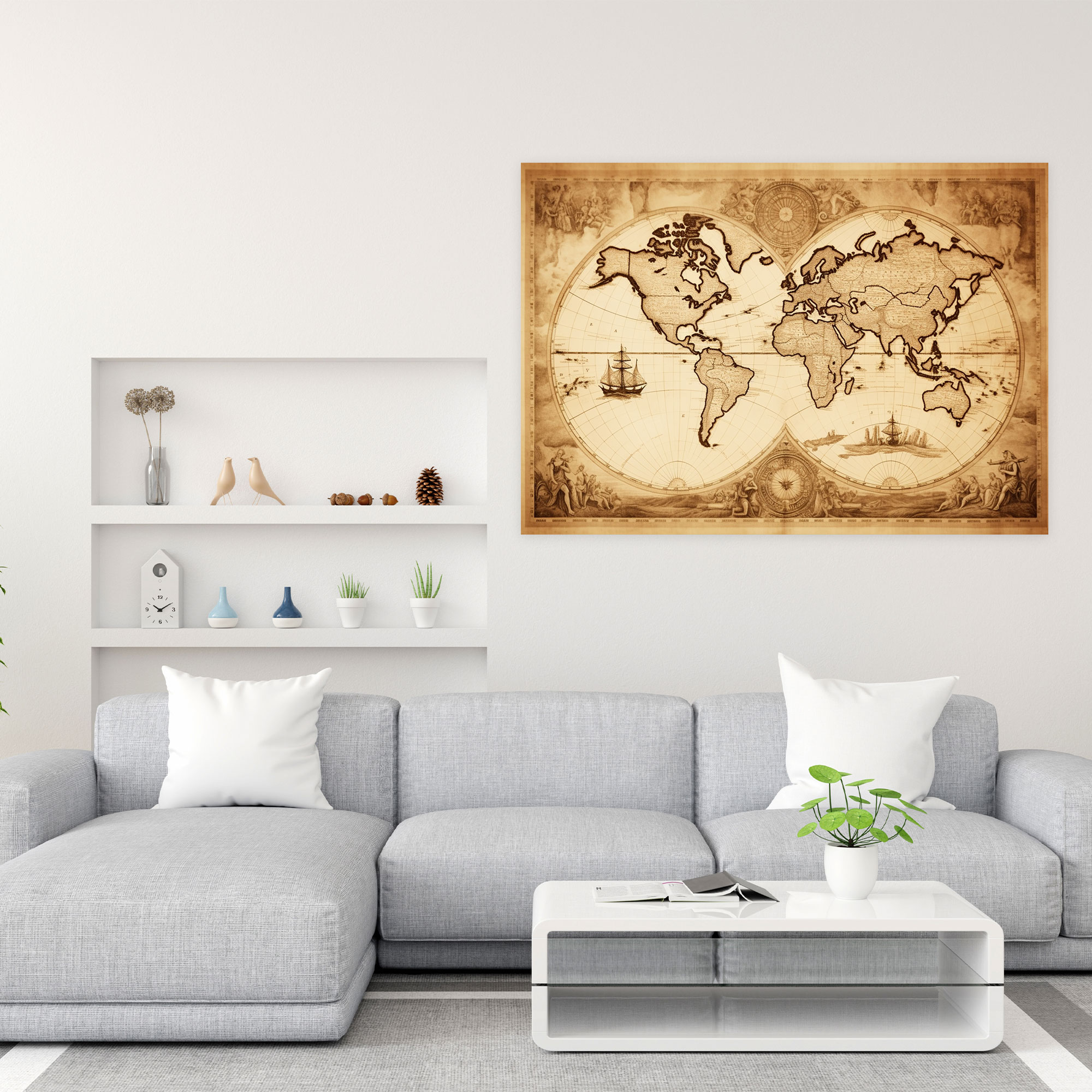 World Map Canvas Print - World Map, Canvas Wall Art, Canvas, World Map