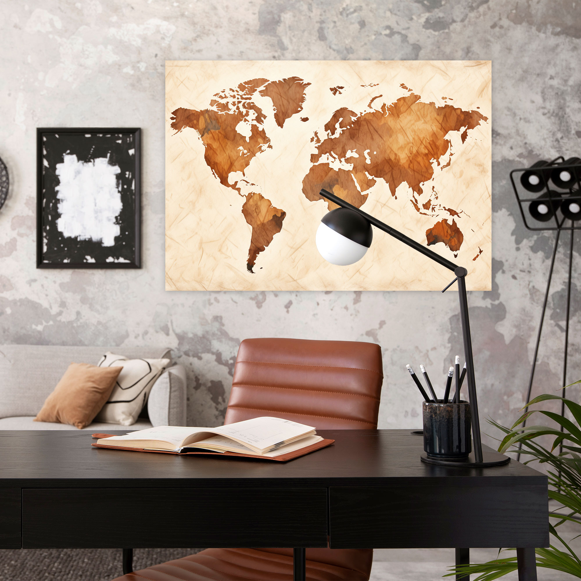 Country World Map Tablo Sanatı - Dünya Haritası Kanvas Duvar Sanatı Ev Dekorasyonu