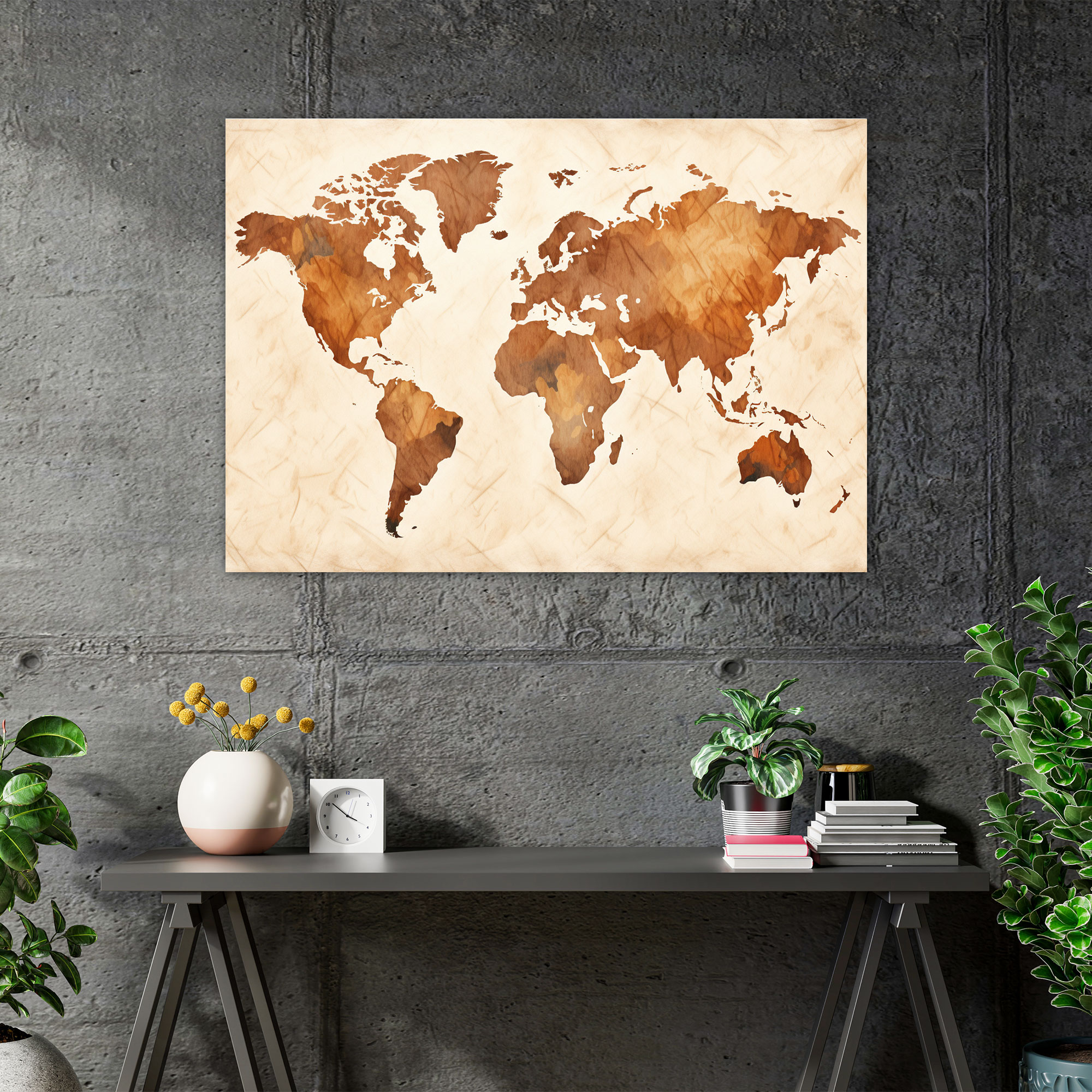 Country World Map Tablo Sanatı - Dünya Haritası Kanvas Duvar Sanatı Ev Dekorasyonu