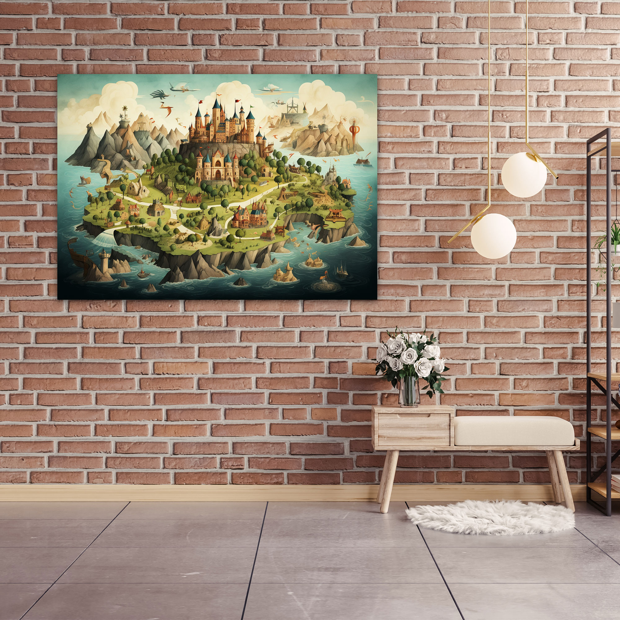 Whimsical World Map Canvas Print - World Map, Whimsical, Home Decoration, Wall Art