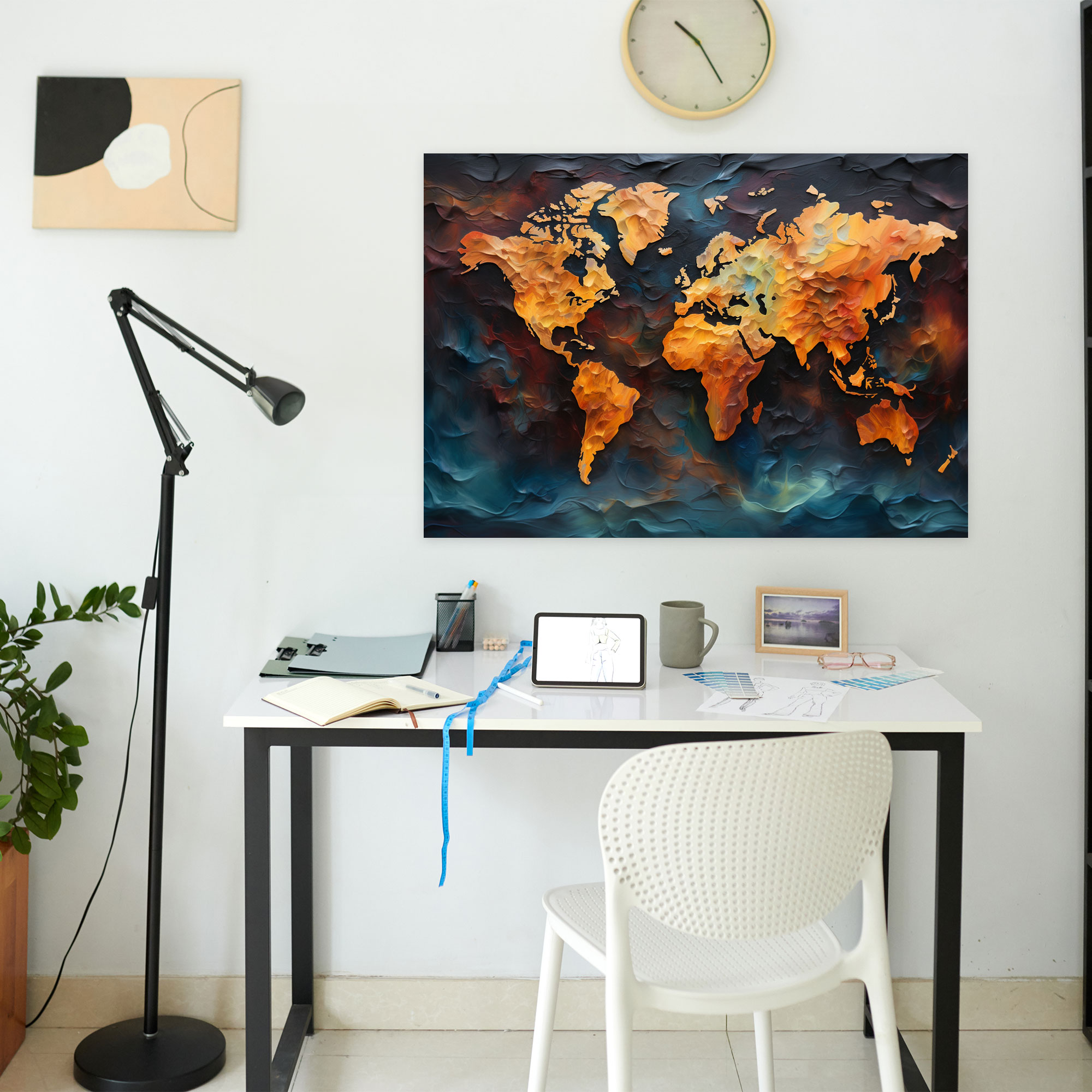 Oil Painting World Map Canvas Print - World Map, Home Decoration, Wall Decoration, Canvas Print