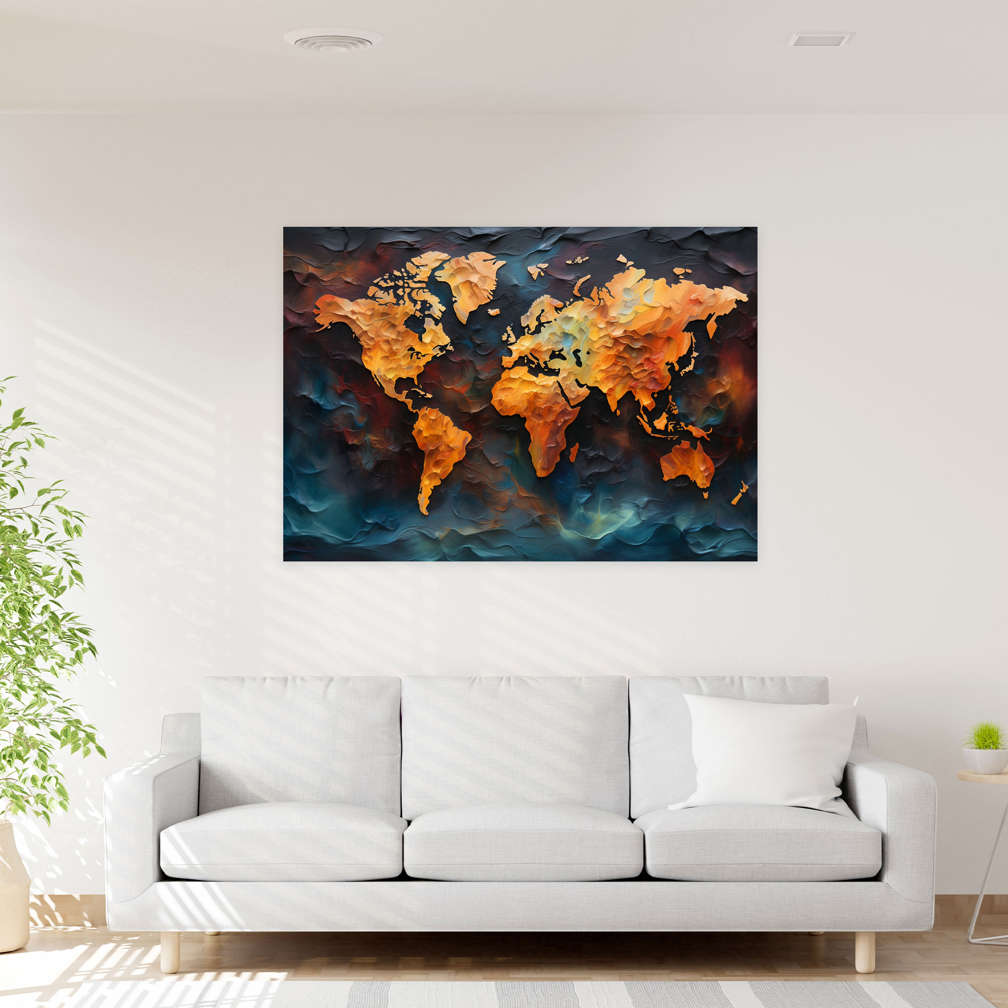 Oil Painting World Map Canvas Print - World Map, Home Decoration, Wall Decoration, Canvas Print
