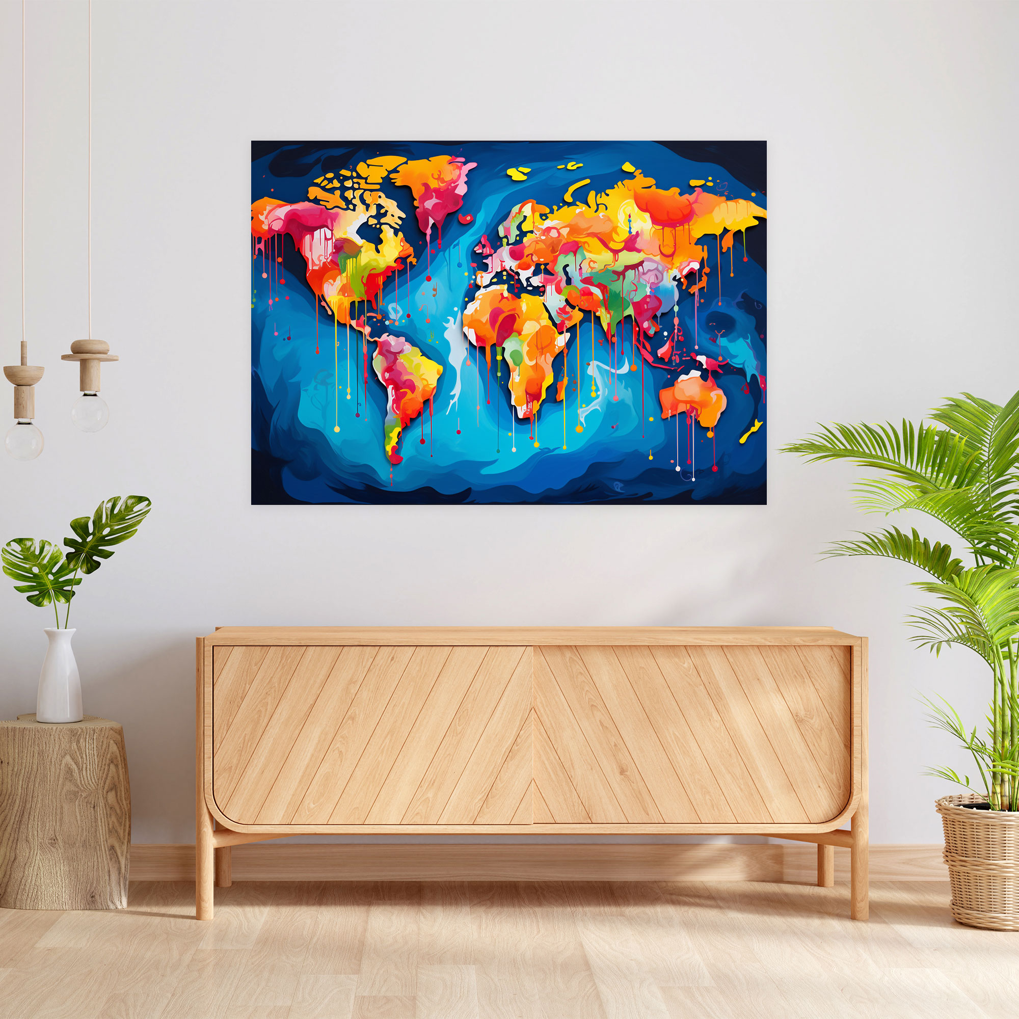 Pop Art World Map Wall Art - World Map, Pop Art, Home Decoration, Wall Decoration