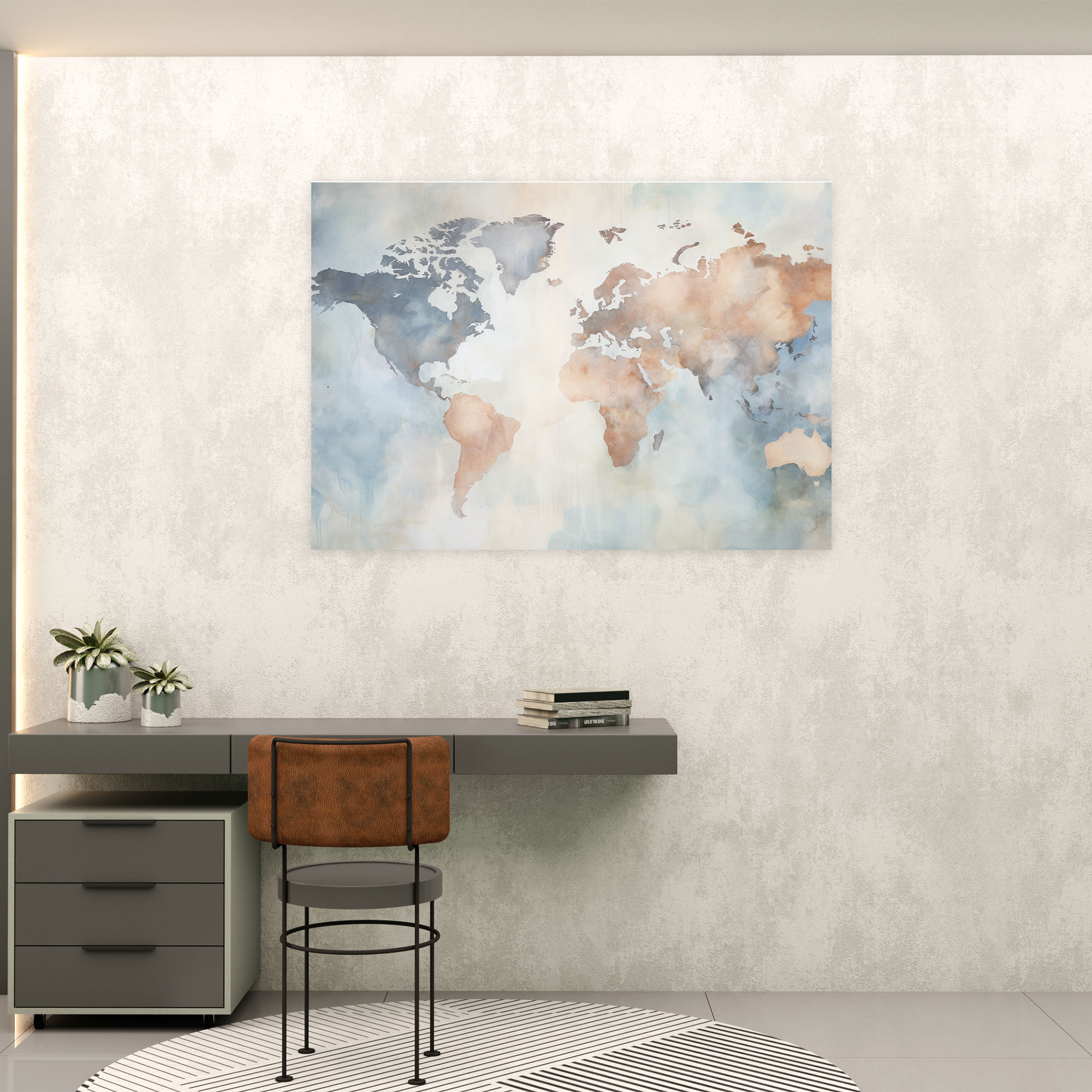 Impressionist World Map Canvas Print - World Map, Canvas, Muted Color Palette, World Map