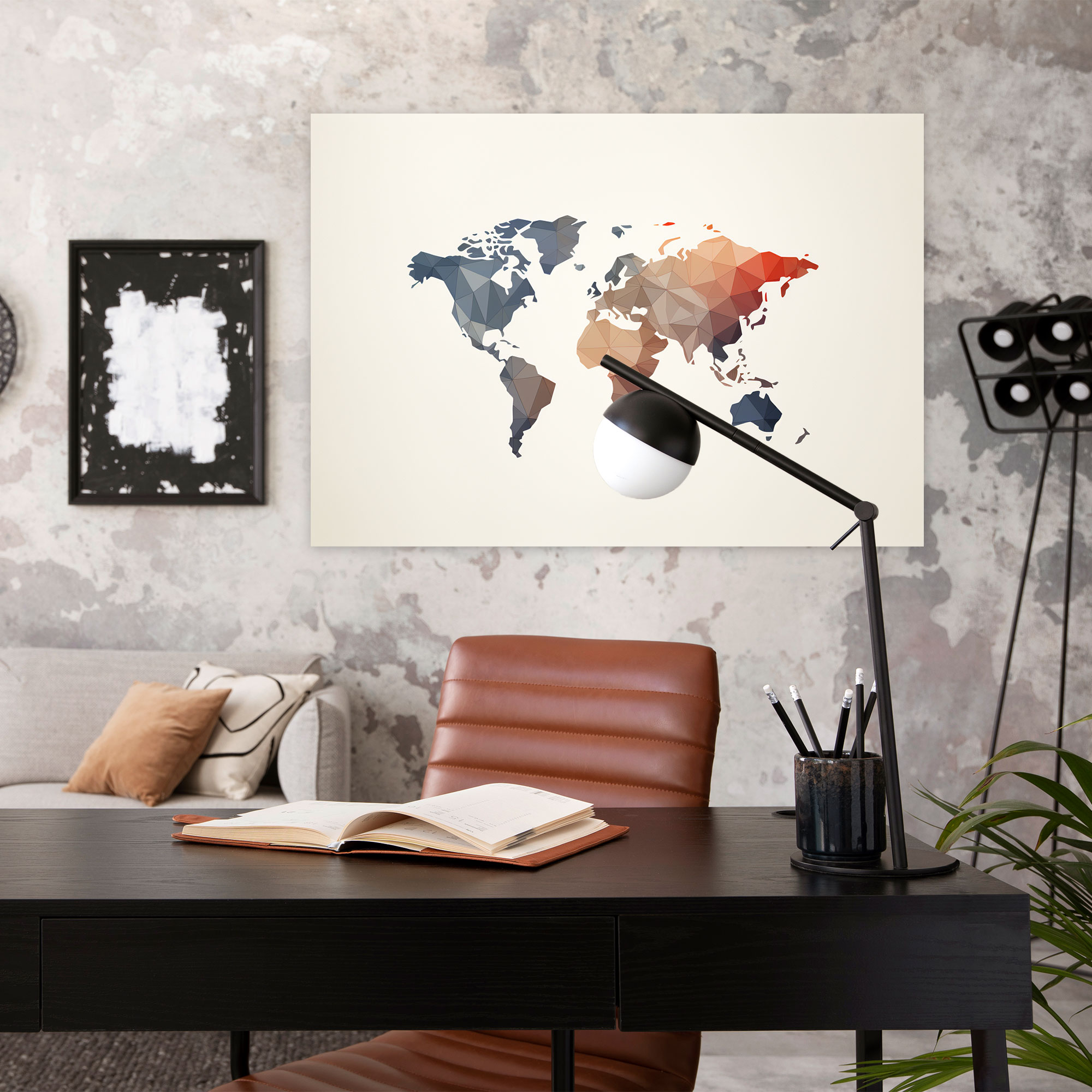 Geometric World Map Wall Art - World Map, Canvas Wall Art, Canvas Print, World Map