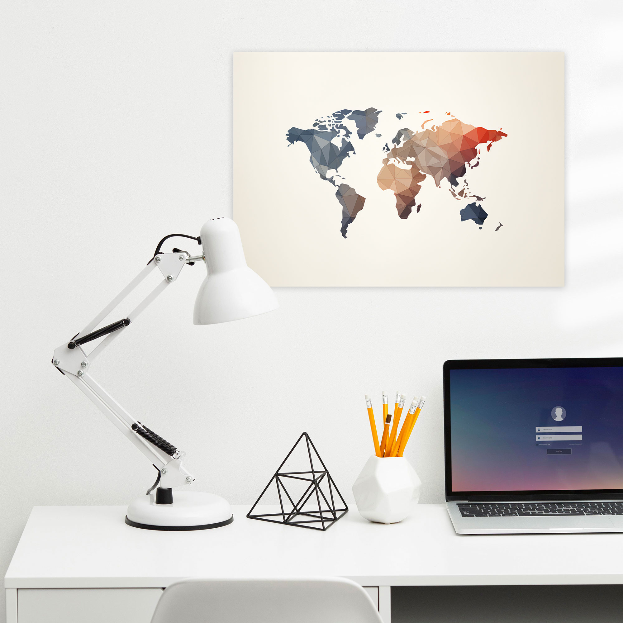 Geometric World Map Wall Art - World Map, Canvas Wall Art, Canvas Print, World Map