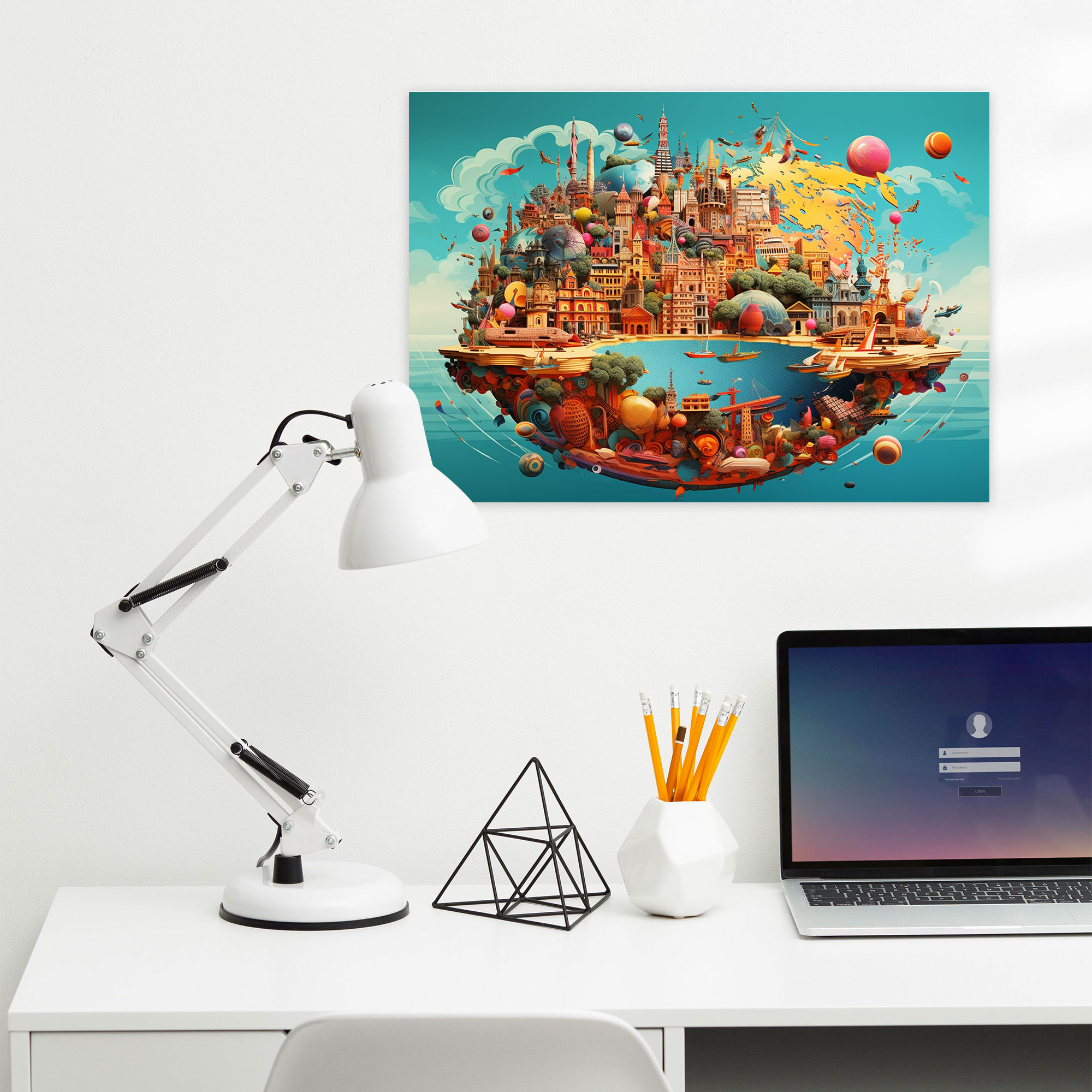 Digital Art World Map Canvas Print - World Map, Vibrant, Canvas, World Map