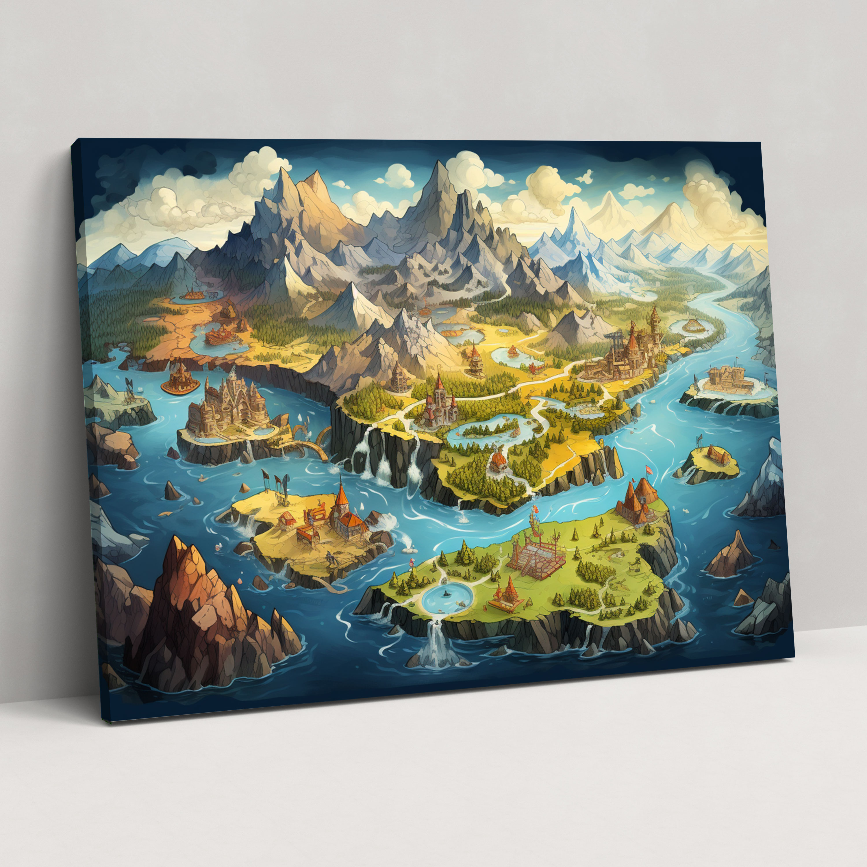 Fantasy World Map Wall Art - World Map, Whimsical, Canvas, Enchanting Vistas