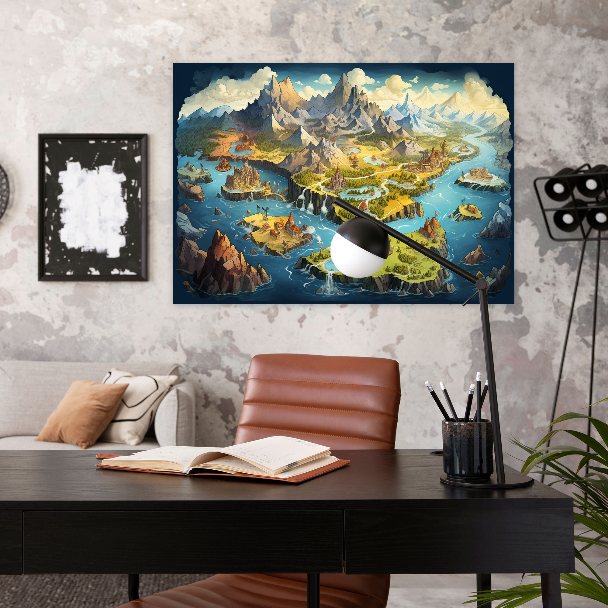 Fantasy World Map Wall Art - World Map, Whimsical, Canvas, Enchanting Vistas
