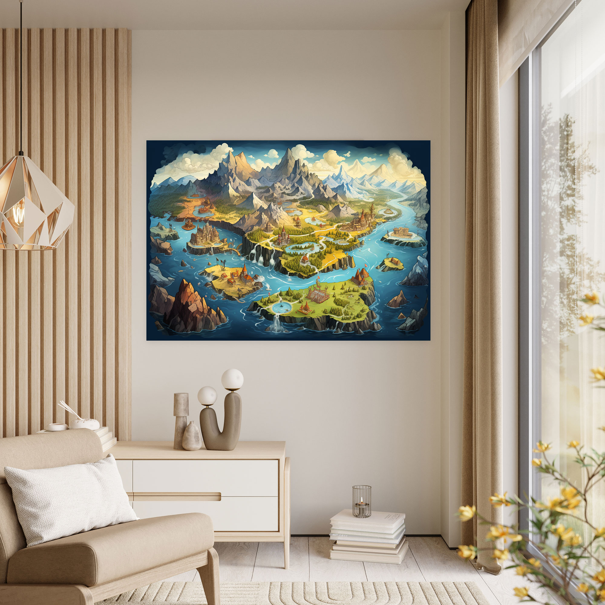 Fantasy World Map Wall Art - World Map, Whimsical, Canvas, Enchanting Vistas
