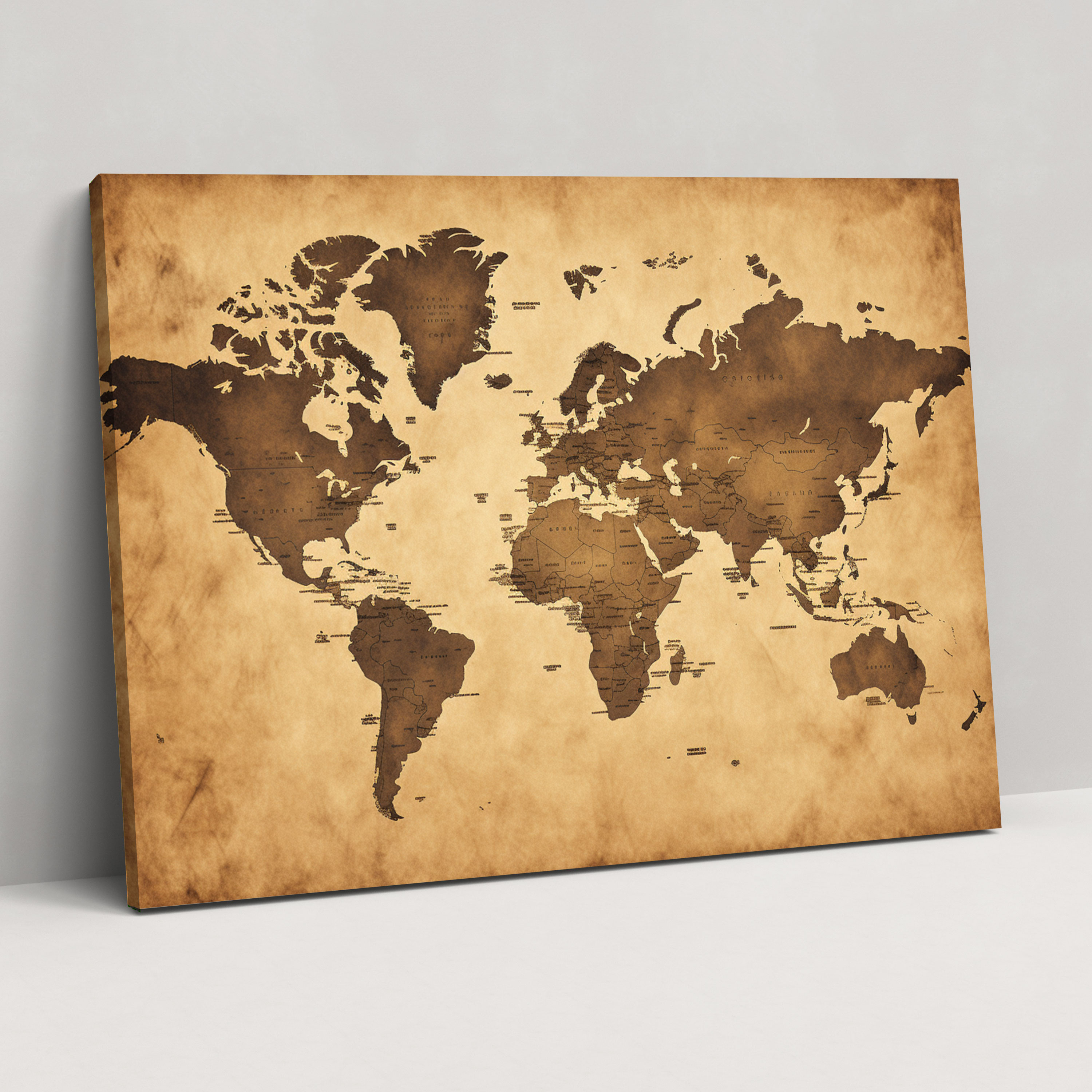 World Map Canvas Print - Vintage Sepia - World Map, Sepia, Canvas Print, Vintage
