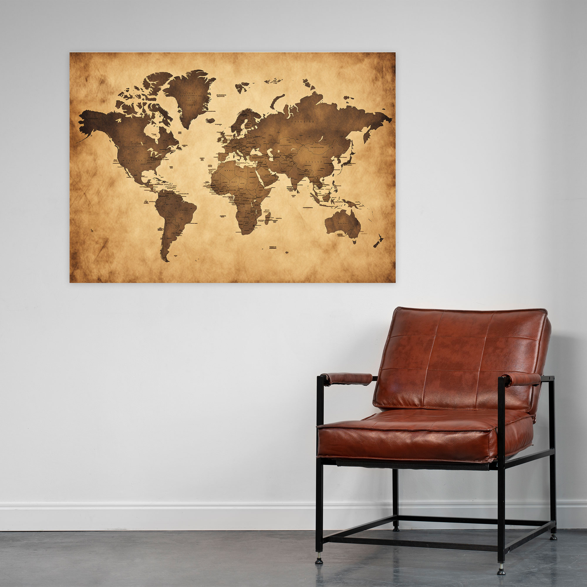 World Map Canvas Print - Vintage Sepia - World Map, Sepia, Canvas Print, Vintage