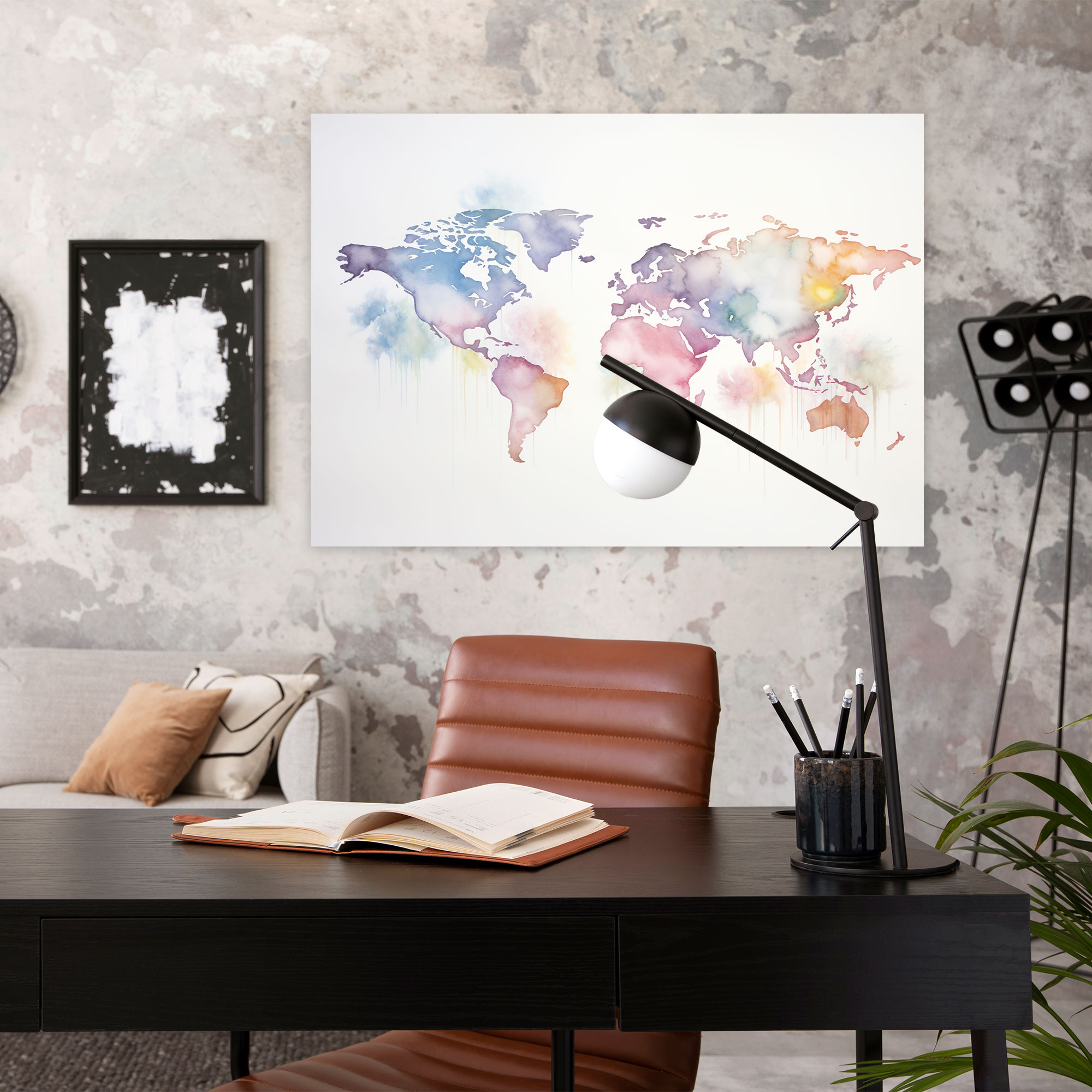 Watercolor World Map Canvas Print - World Map, Soft, Home Decoration, World Map