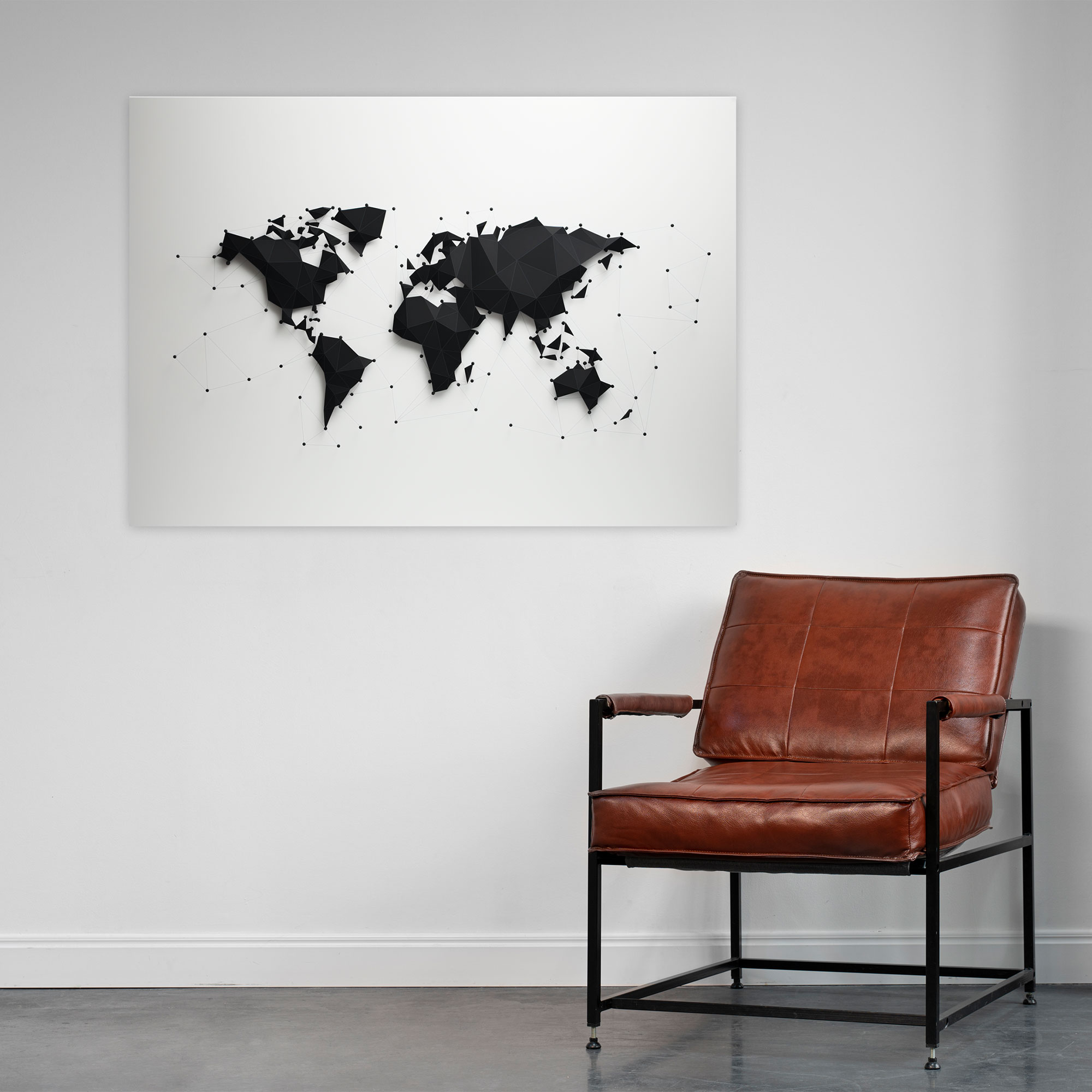 Minimalist World Map Wall Art - World Map, Wall Decoration, Lines, Clean