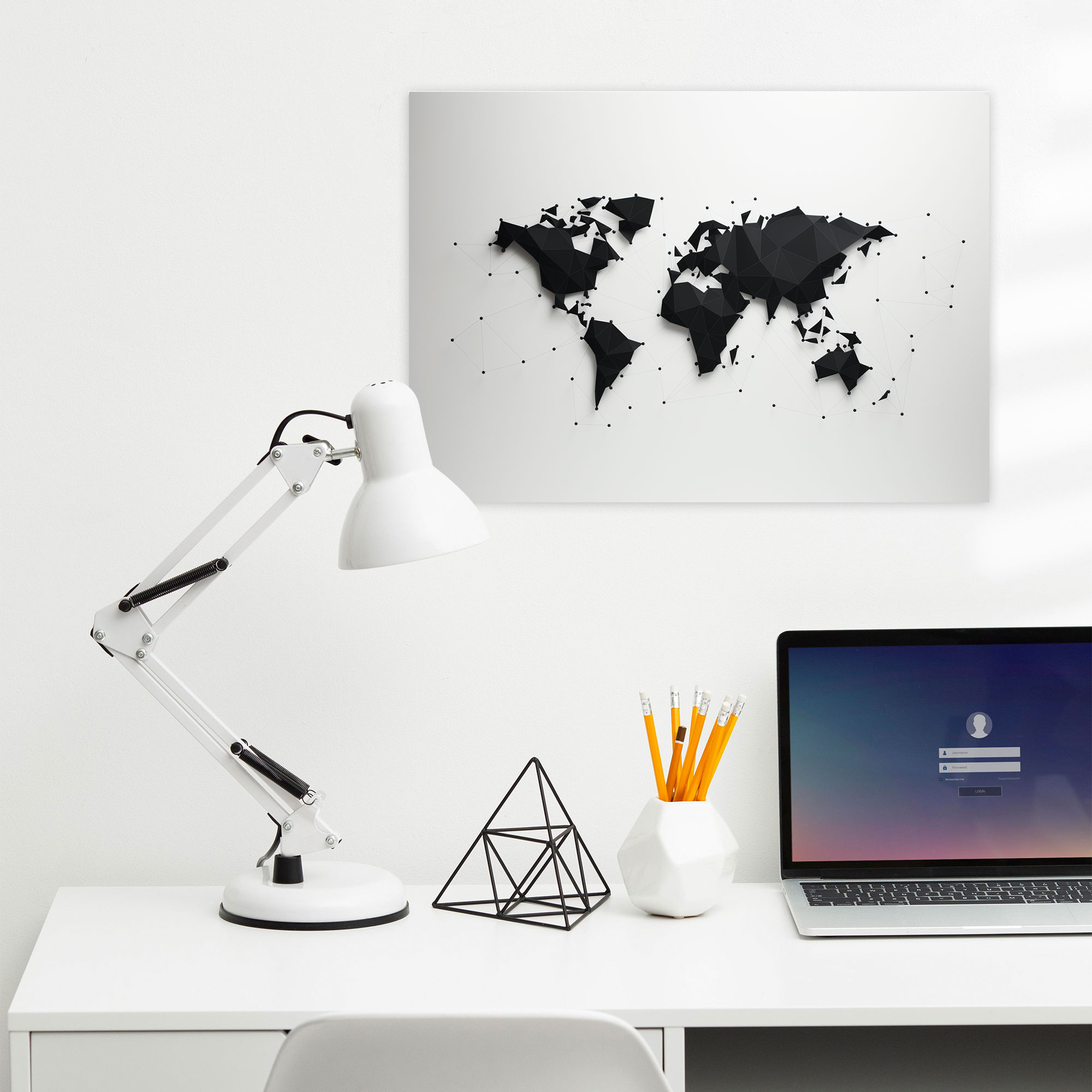 Minimalist World Map Wall Art - World Map, Wall Decoration, Lines, Clean