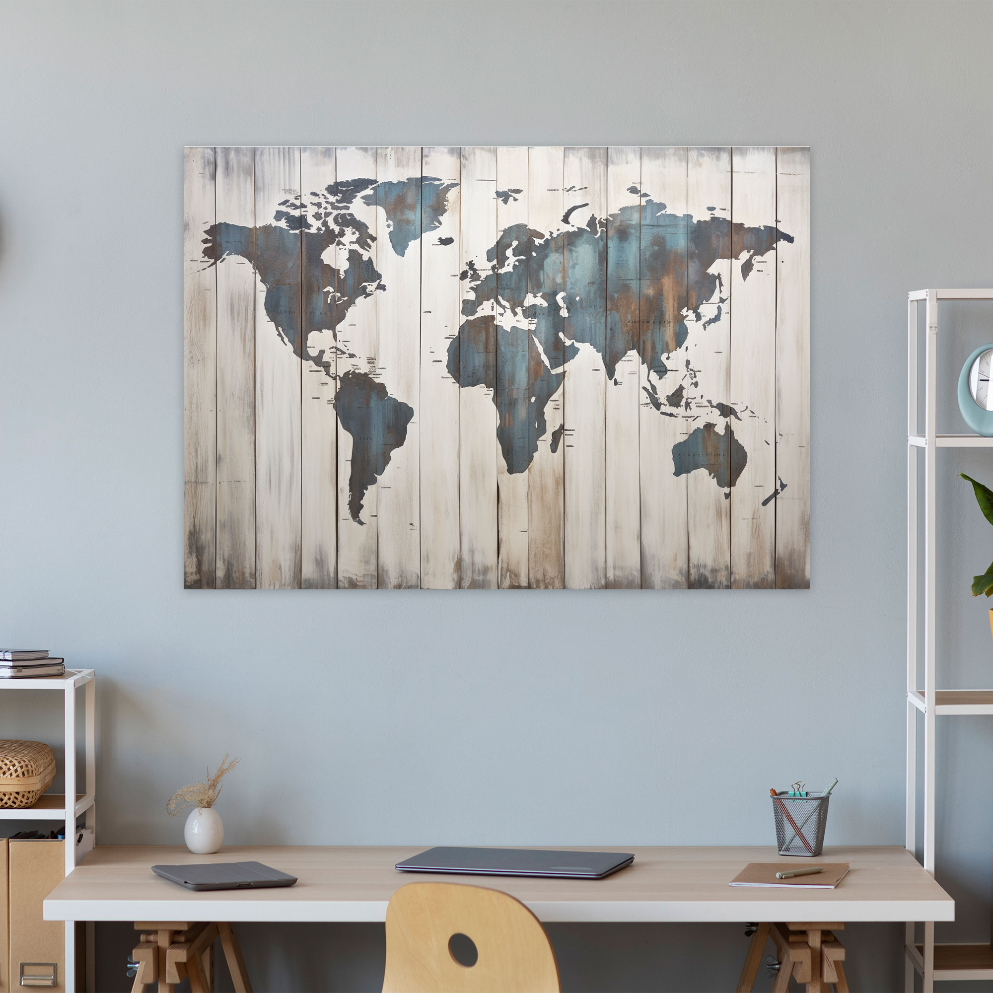 Rustic World Map Wall Decoration - World Map, Wall Decoration, Canvas Wall Art, Wood