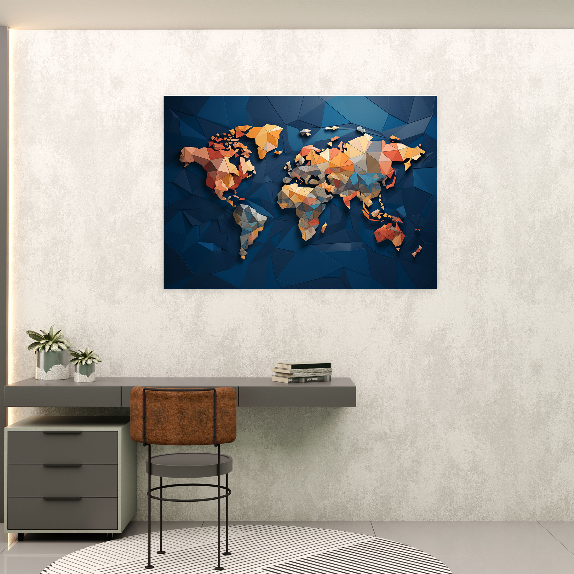 Geometric World Map Canvas Print - World Map, Geometric, Canvas Print, Canvas Wall Art