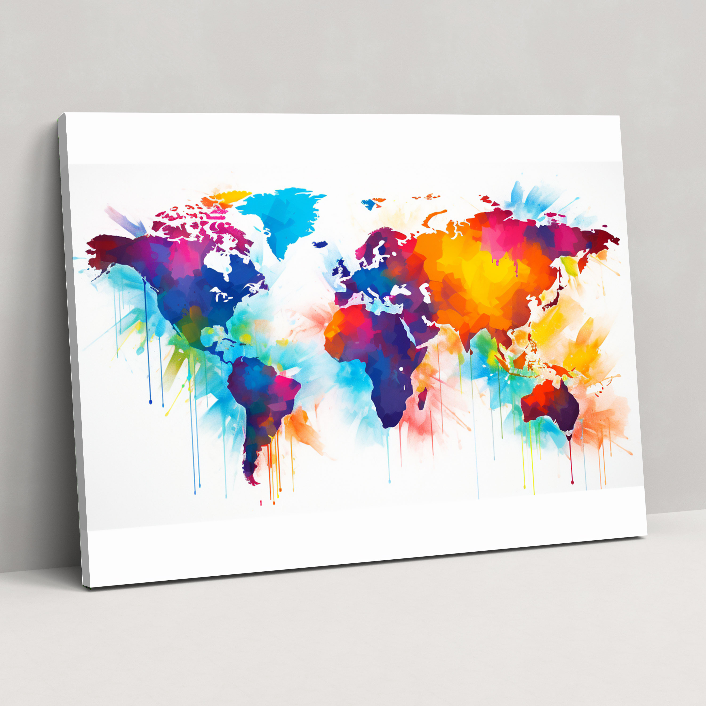 Abstract World Map Canvas Print - World Map, Abstract, Canvas, Home Decoration